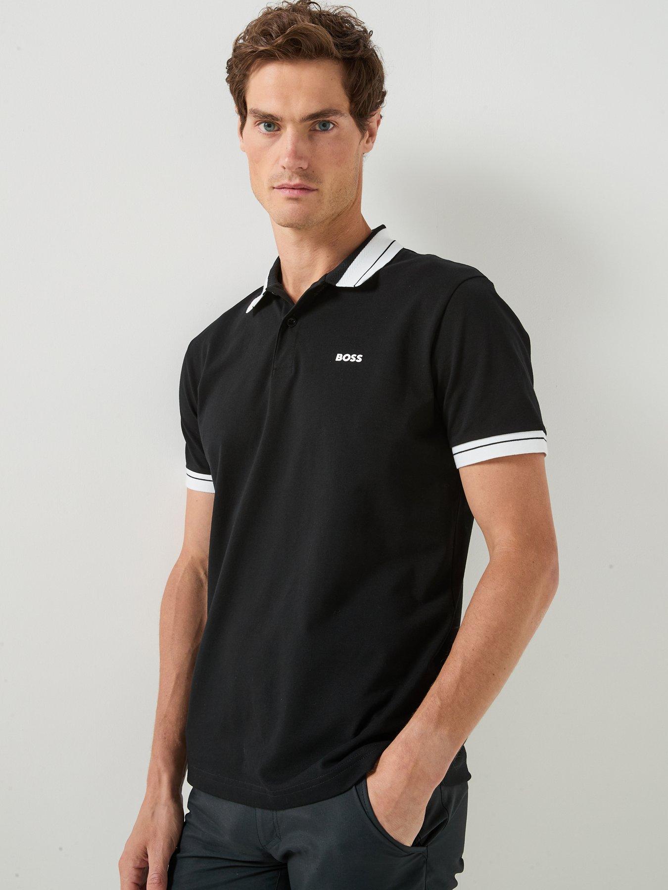 BOSS Pl_member Relaxed Fit Jersey Tipped Polo Shirt - Black