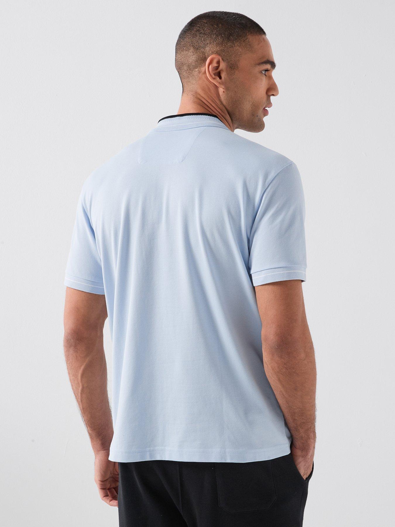 Image 2 of 4 of BOSS Tipped Jersey Polo Shirt - Light Blue