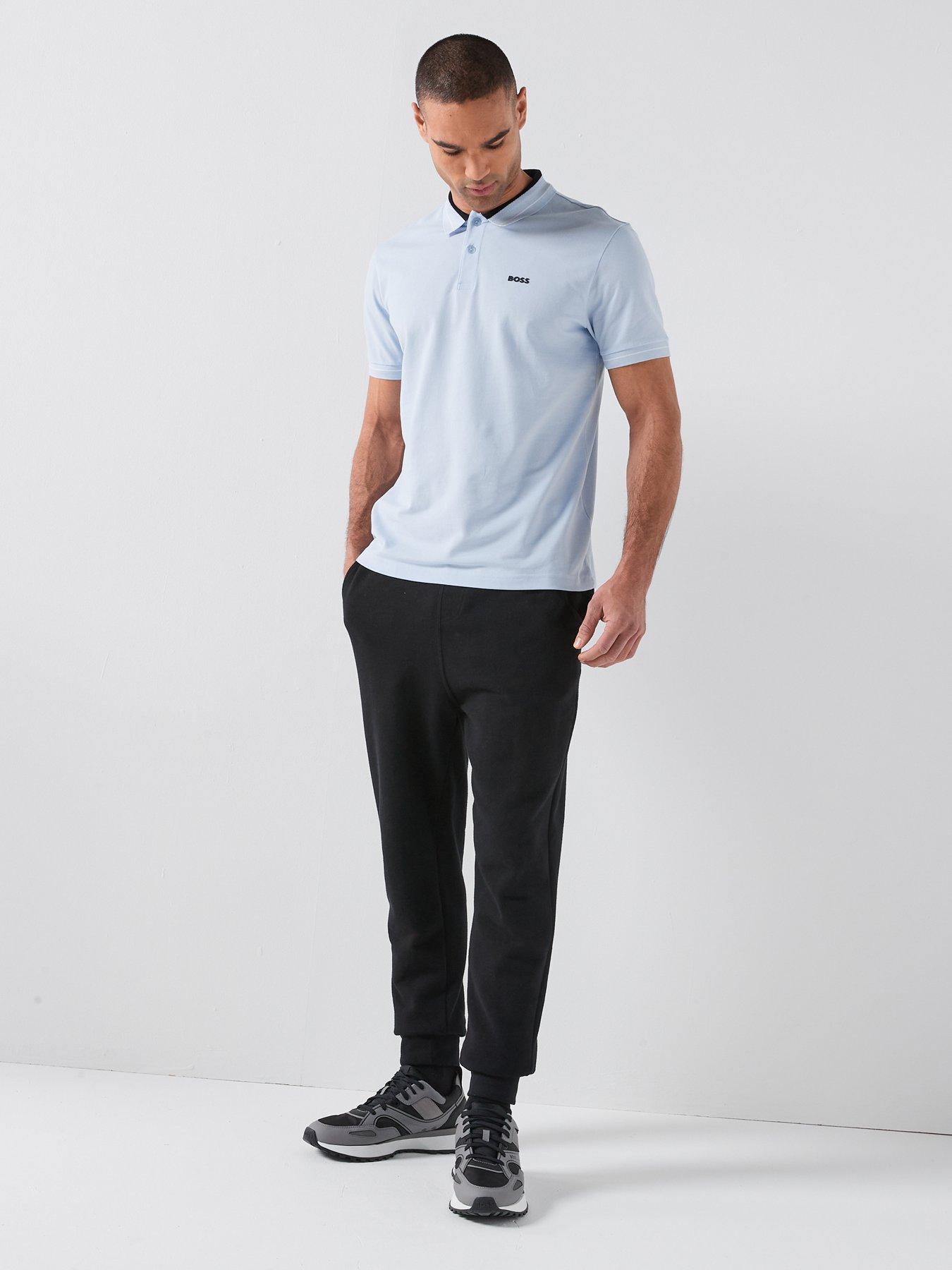 Image 3 of 4 of BOSS Tipped Jersey Polo Shirt - Light Blue