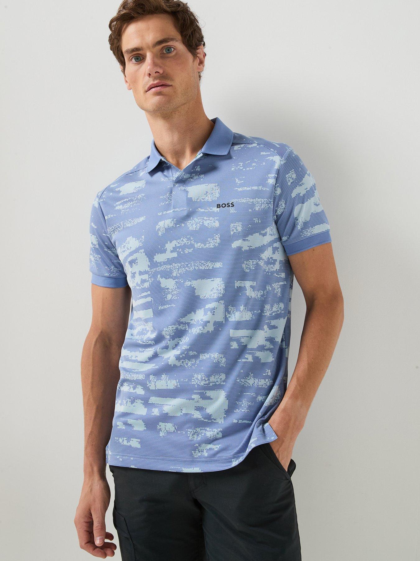 BOSS Pl_Active Repeat Slim Fit Polo Shirt - Light Blue