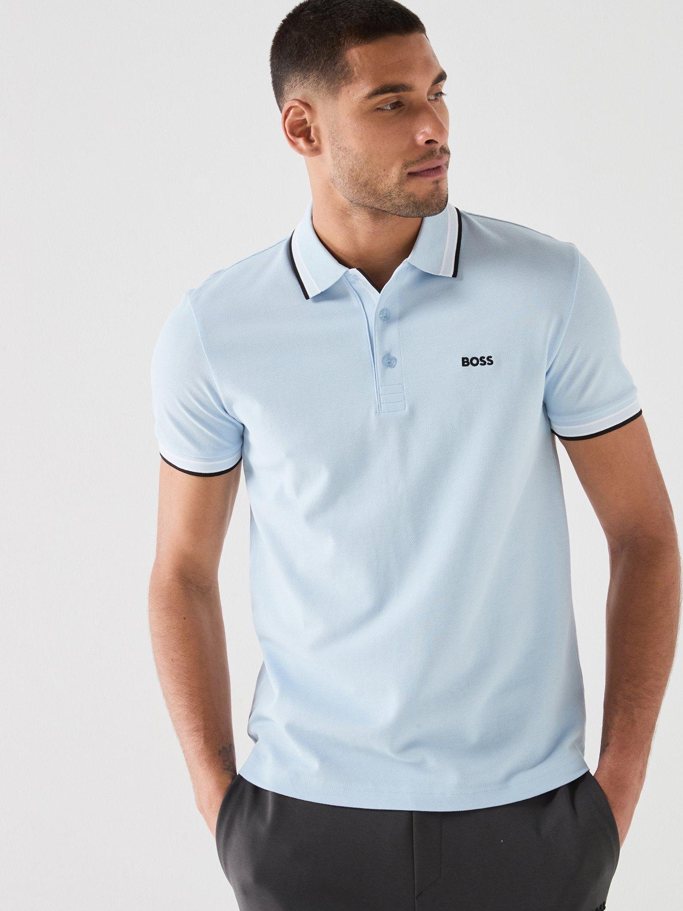 BOSS Paddy Tipped Polo Shirt - Light Blue