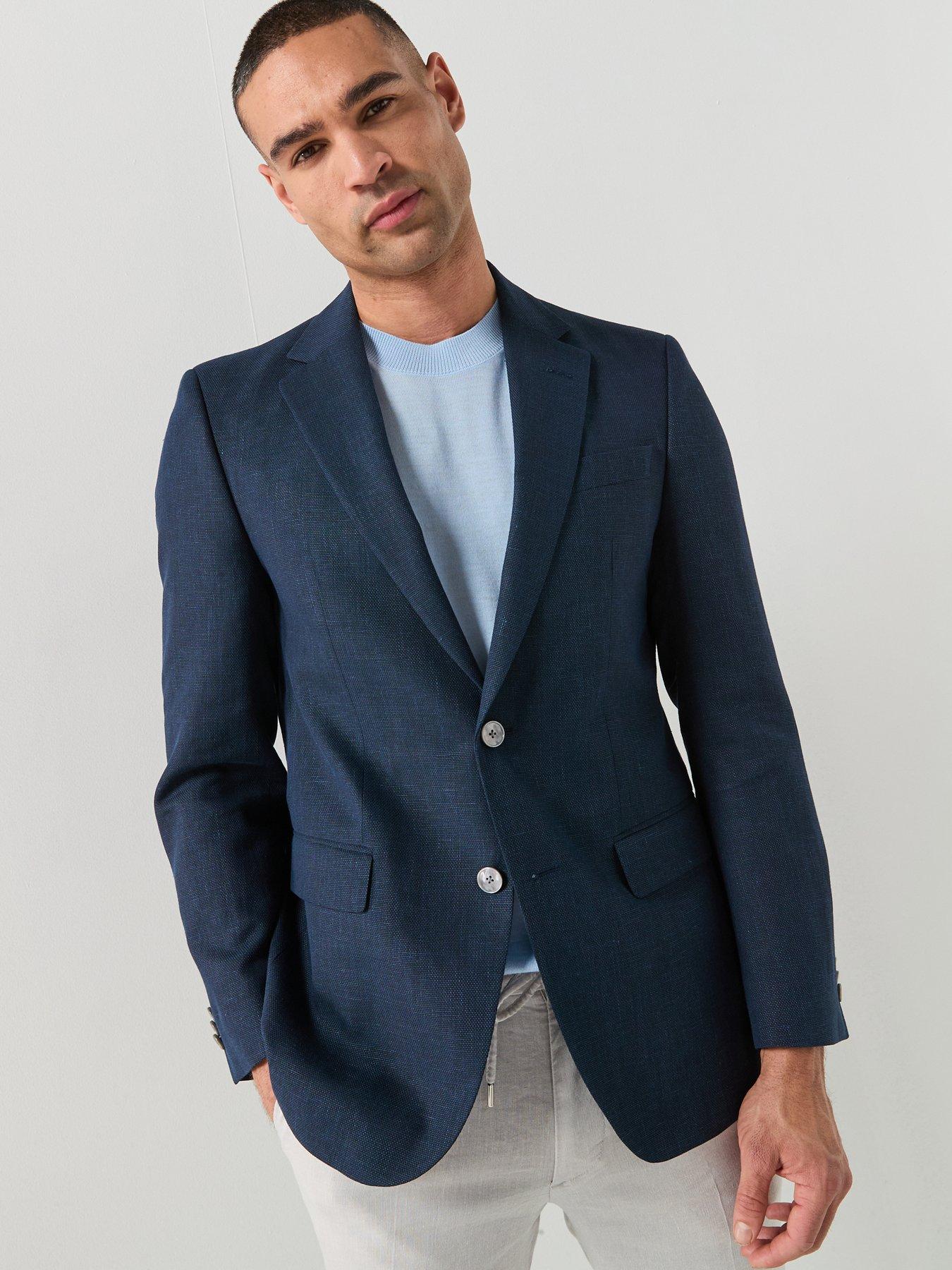 Image 1 of 6 of BOSS H-Jasper Regular Fit Linen Mix Suit Jacket - Beige