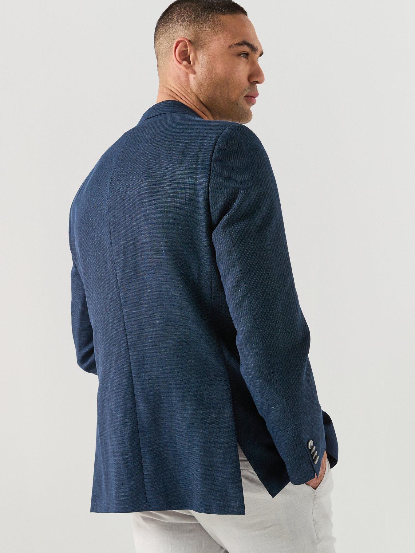 Image 2 of 6 of BOSS H-Jasper Regular Fit Linen Mix Suit Jacket - Beige