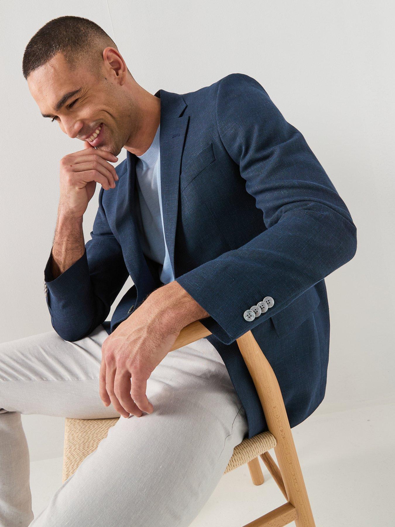 Image 4 of 6 of BOSS H-Jasper Regular Fit Linen Mix Suit Jacket - Beige