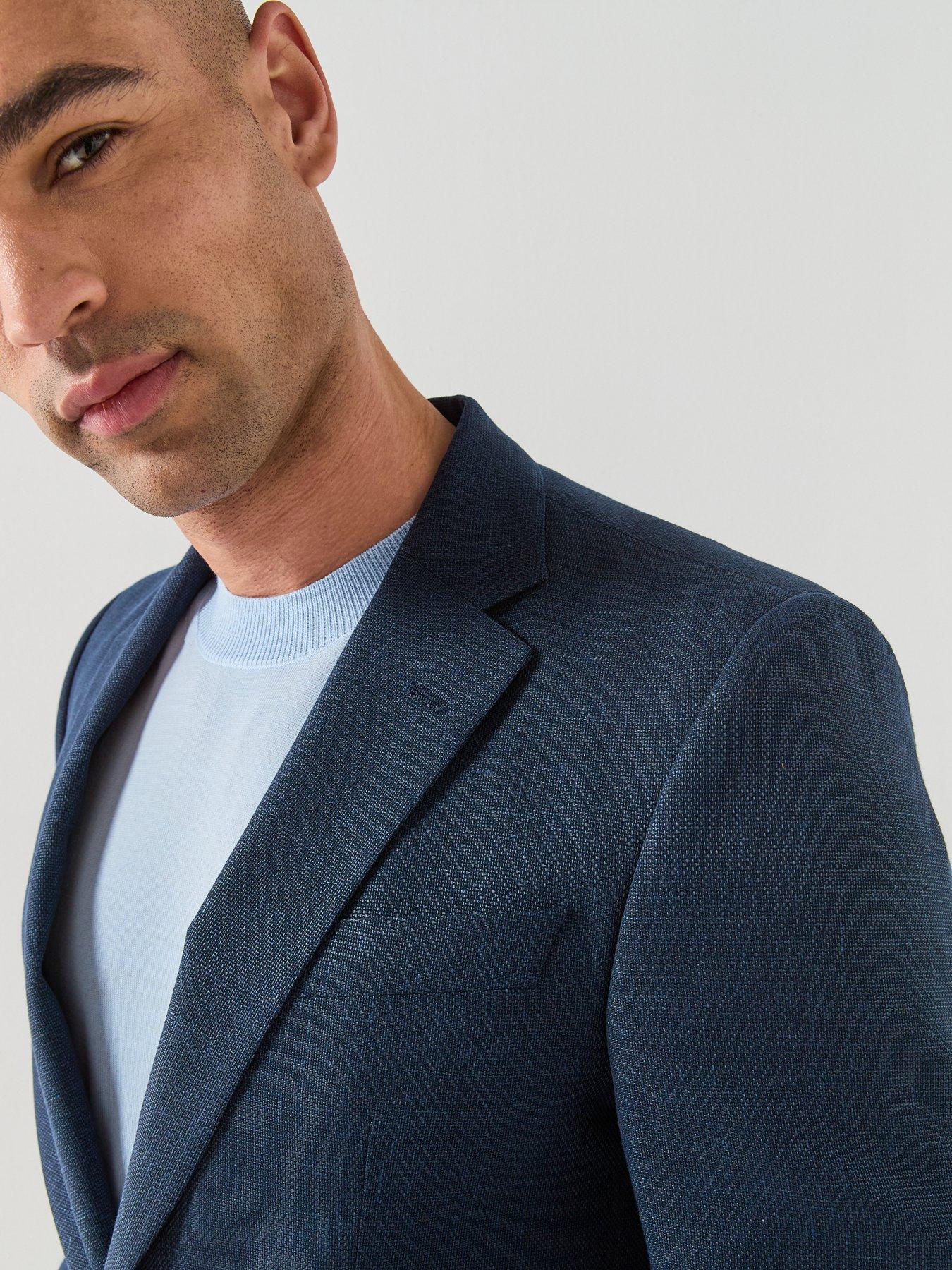 Image 6 of 6 of BOSS H-Jasper Regular Fit Linen Mix Suit Jacket - Beige