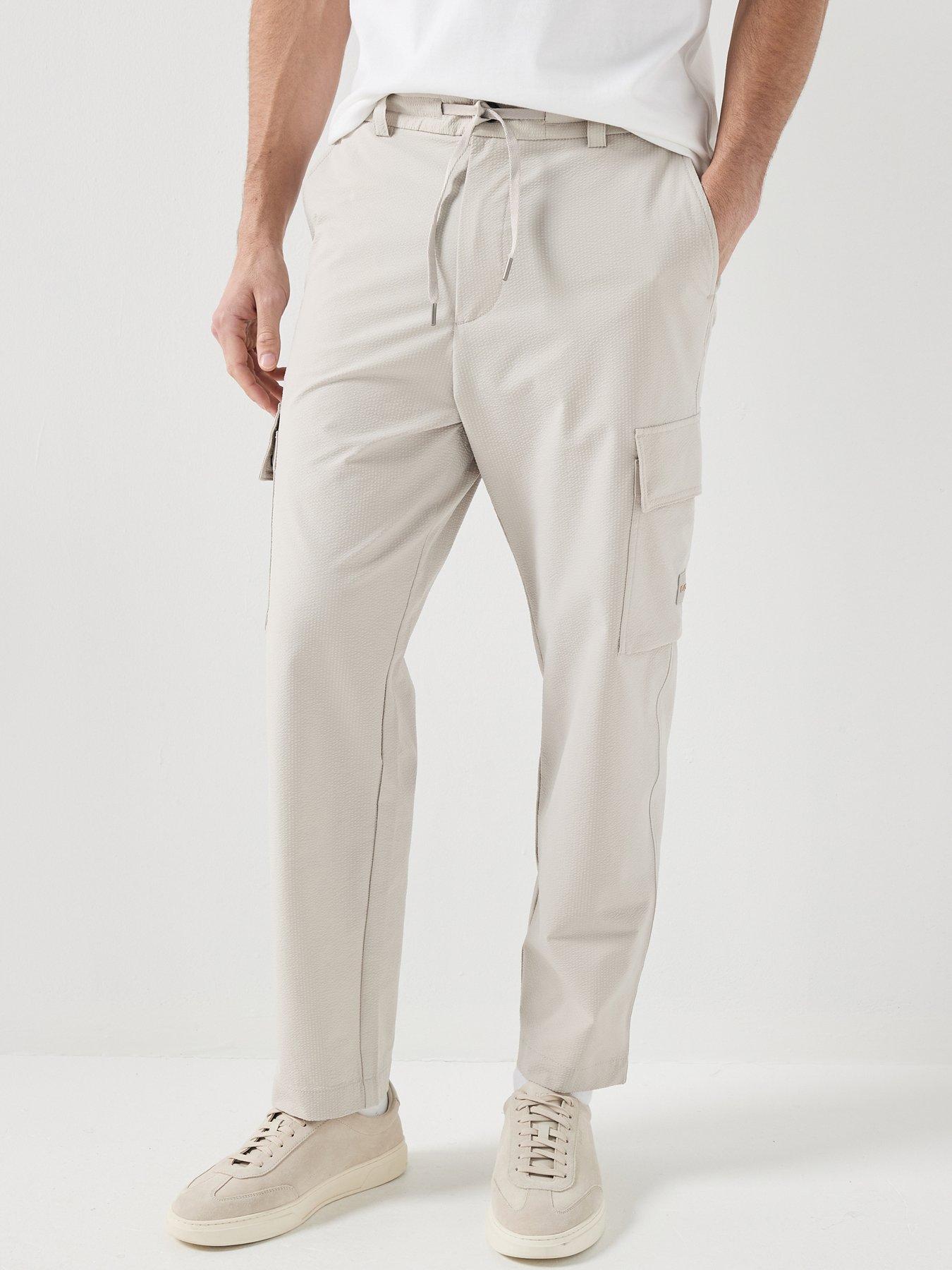 BOSS Sracky_6 Seersuck Cargo Pants - Light Grey