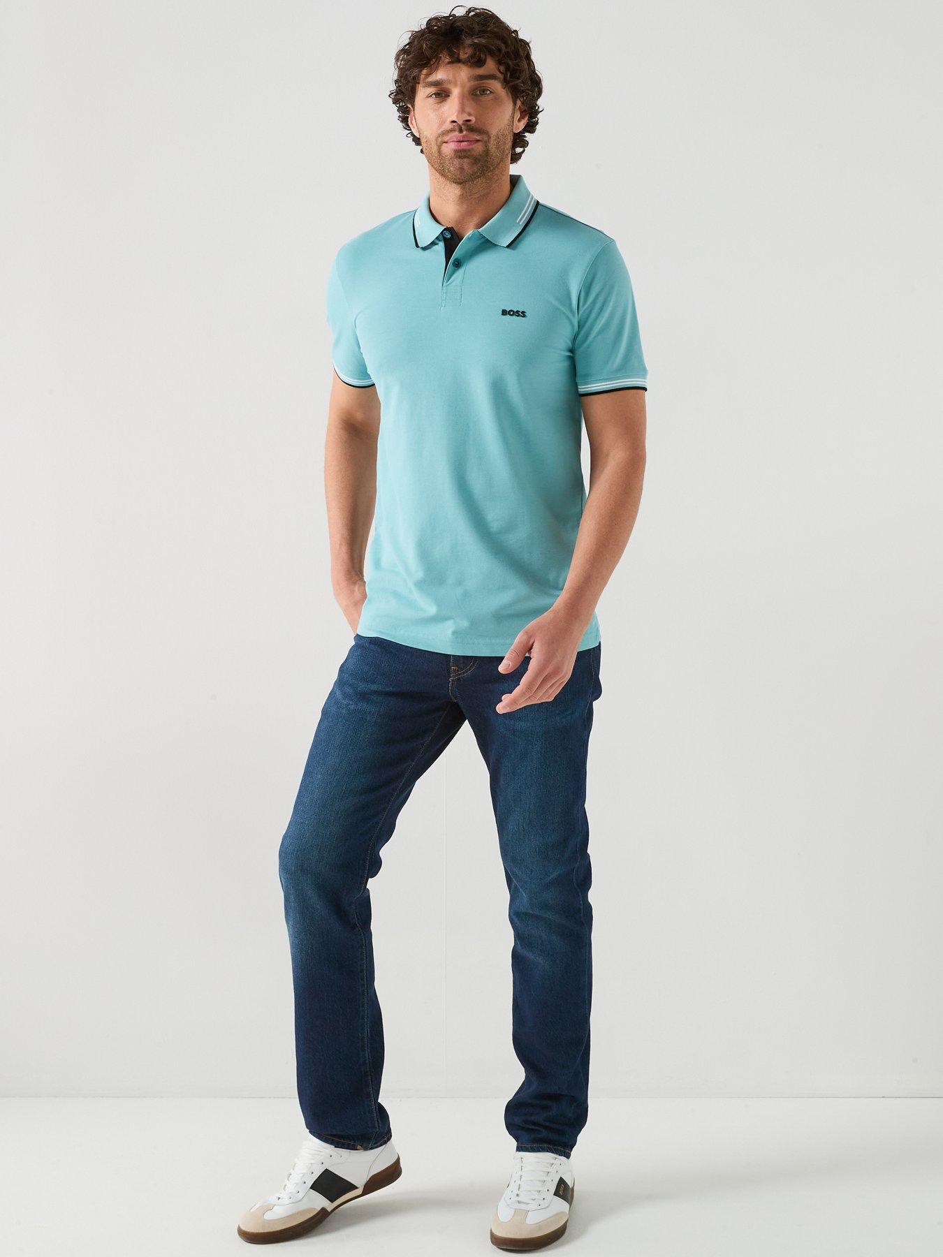 Image 3 of 6 of BOSS Paul Slim Fit Tipped Polo Shirt - Aqua
