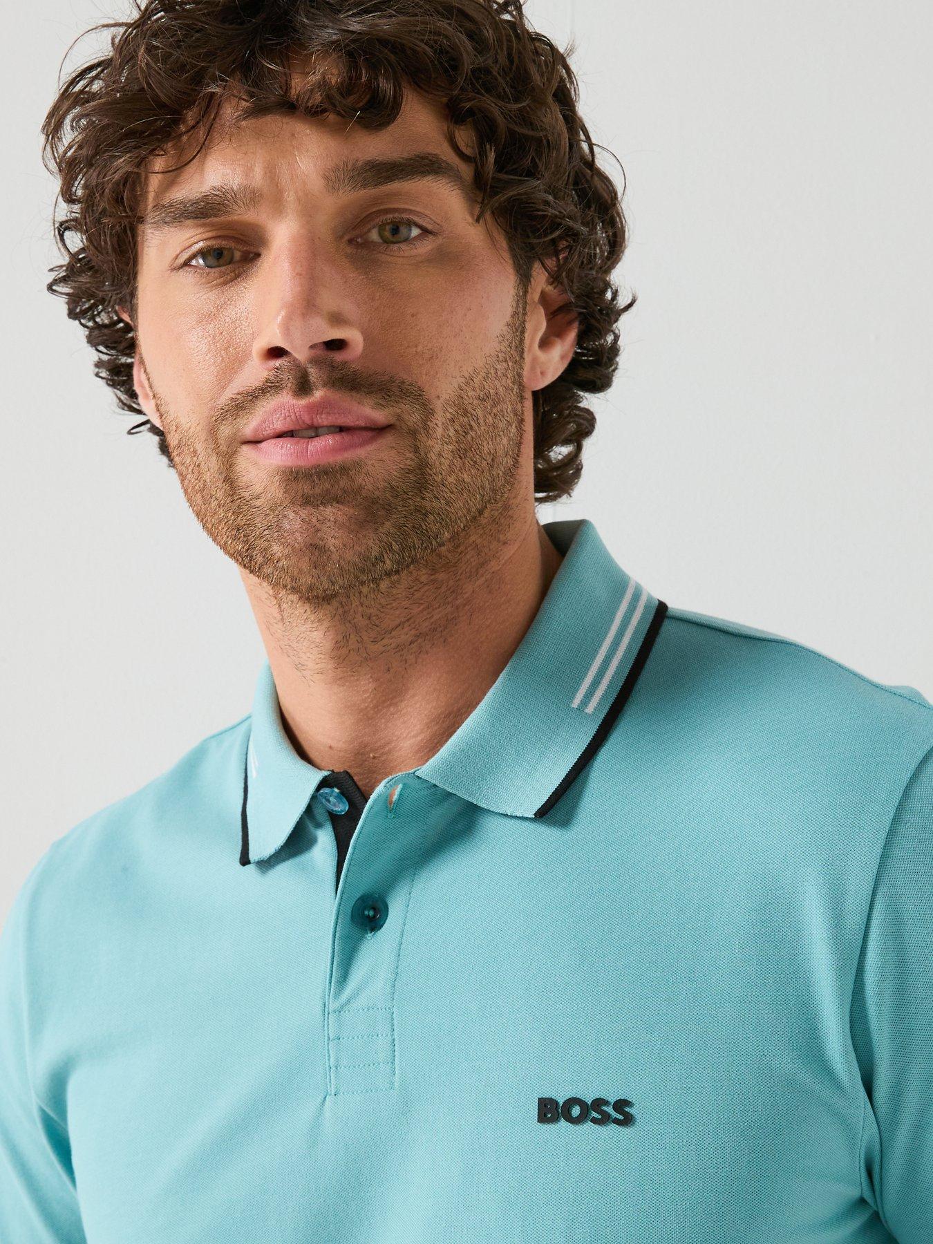 Image 5 of 6 of BOSS Paul Slim Fit Tipped Polo Shirt - Aqua