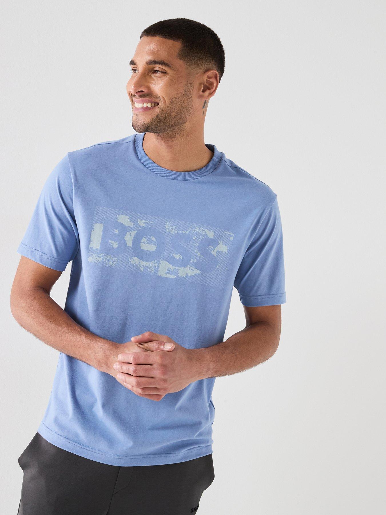 Image 1 of 6 of BOSS Logo Pattern T-Shirt - Light Blue