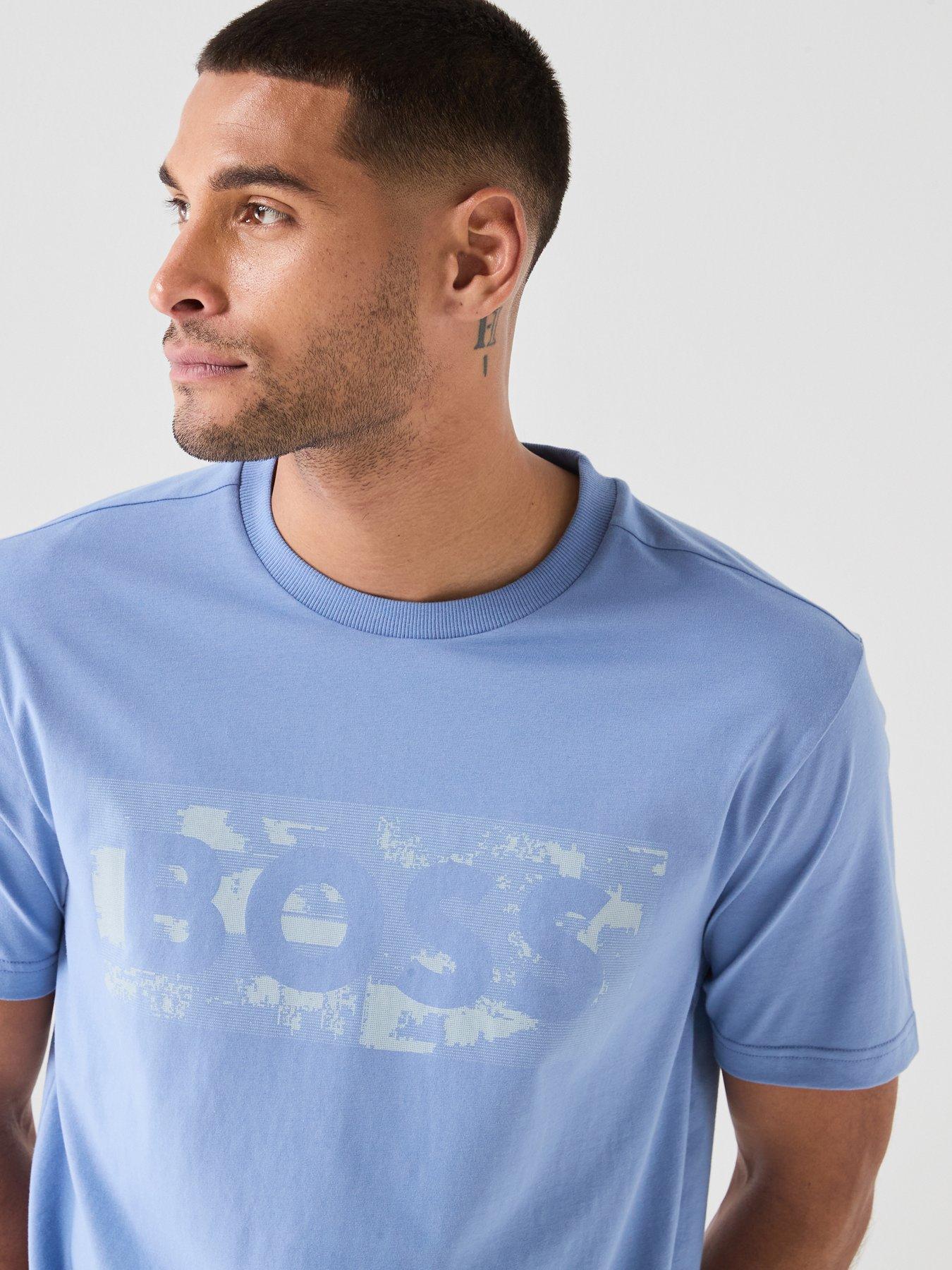 Image 4 of 6 of BOSS Logo Pattern T-Shirt - Light Blue