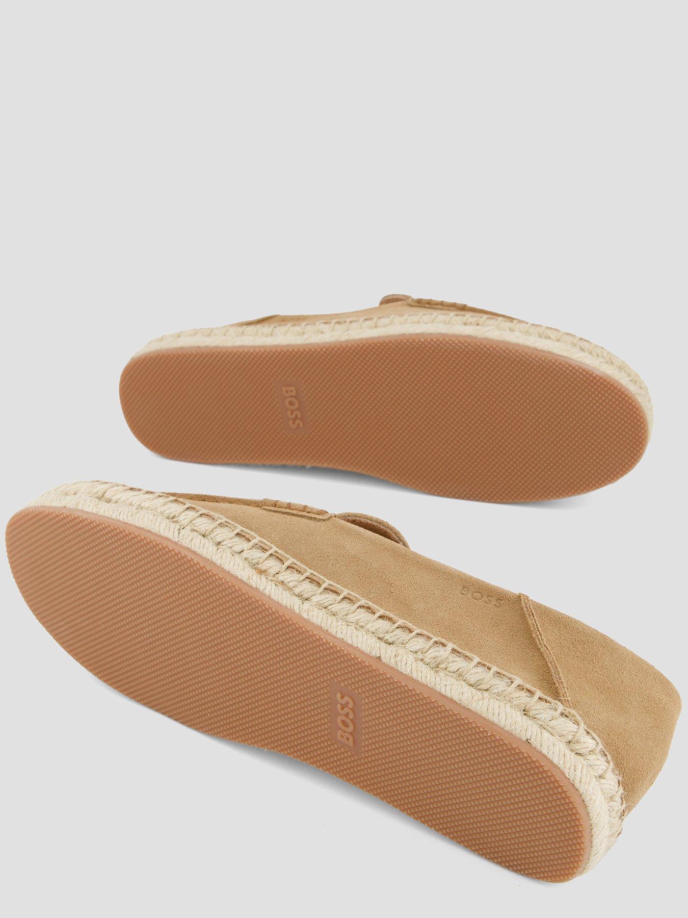 Image 4 of 7 of BOSS Madeira Moccasin Suede Espadrilles - Beige