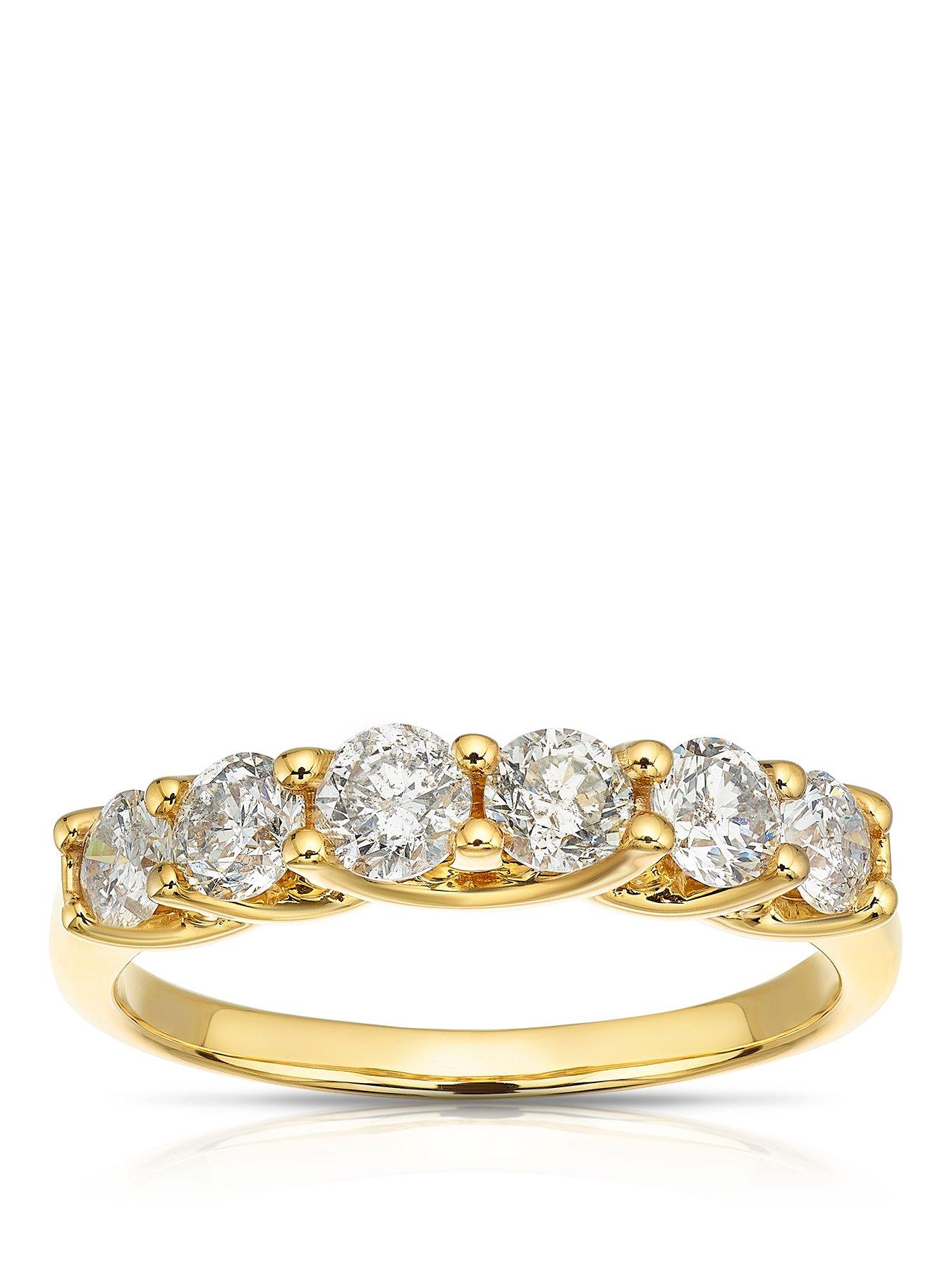 Ernest Jones 18Ct Yellow Six Stone Eternity 1Ct Diamond Ring