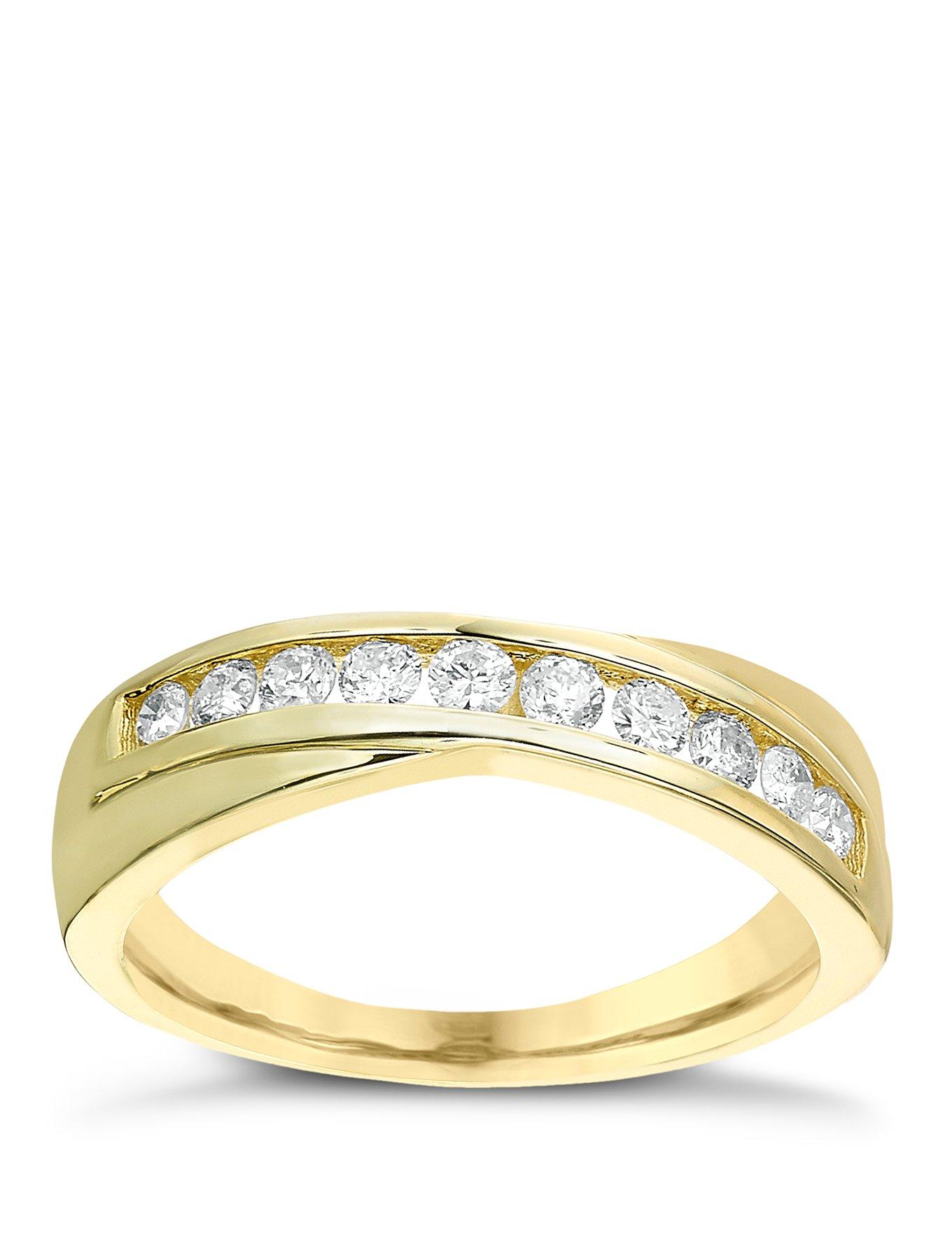Ernest Jones 9Ct Crossover Eternity 0.33Ct Diamond Ring - Gold