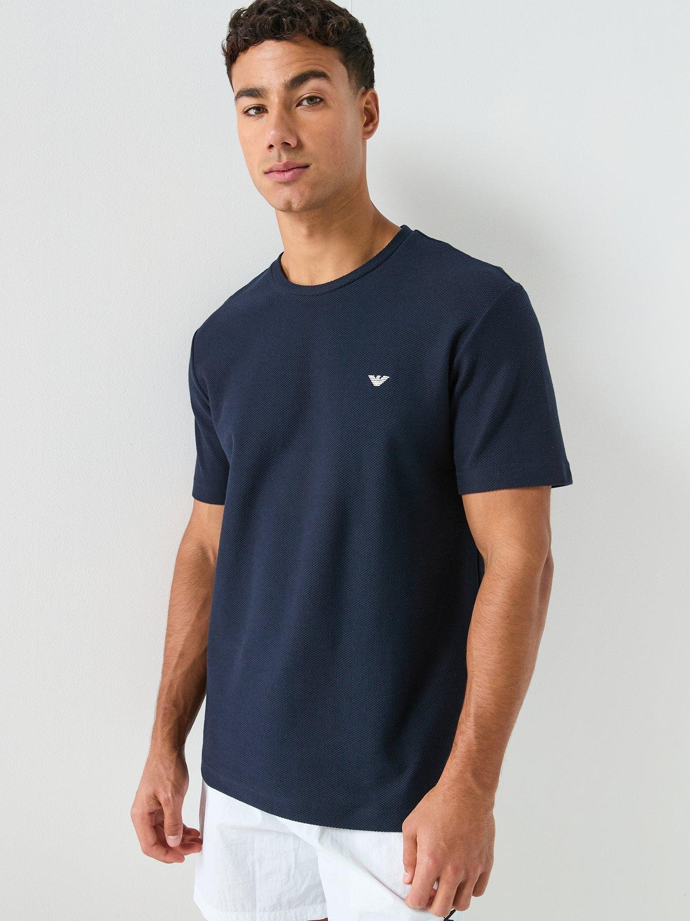 Emporio Armani Bodywear Pique Crew Neck T-Shirt, Dark Blue, Size 2Xl, Men