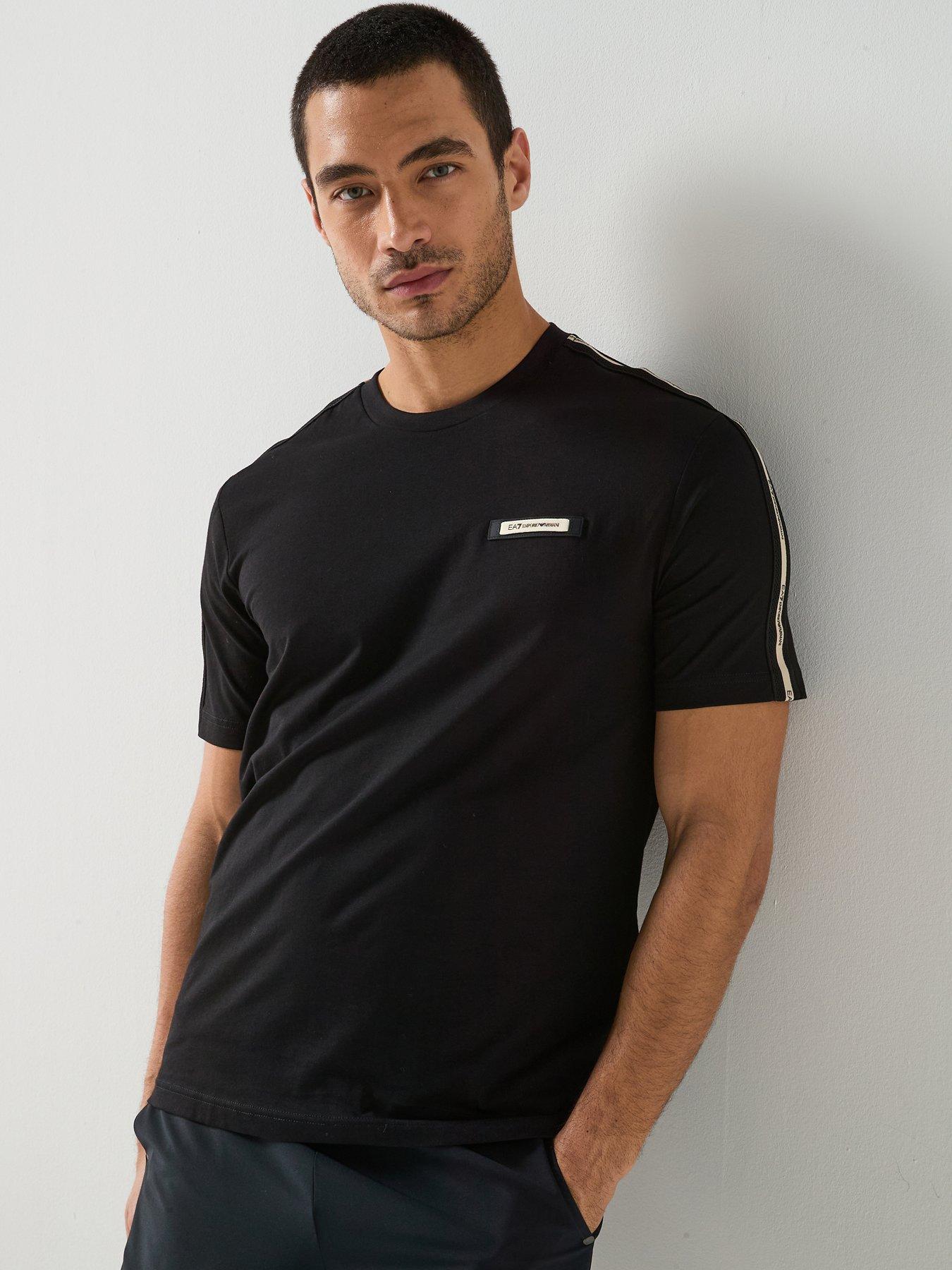 EA7 Emporio Armani Train Taped Sleeve T-Shirt, Black, Size 2Xl, Men