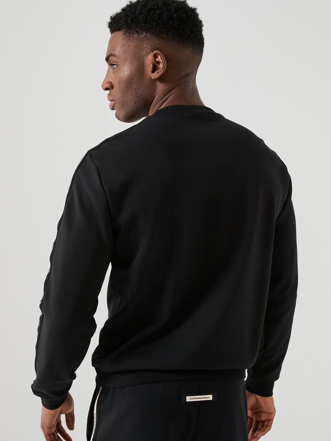 Image 2 of 6 of EA7 Emporio Armani Train Taped Sleeve Crew Neck Sweatshirt - Black