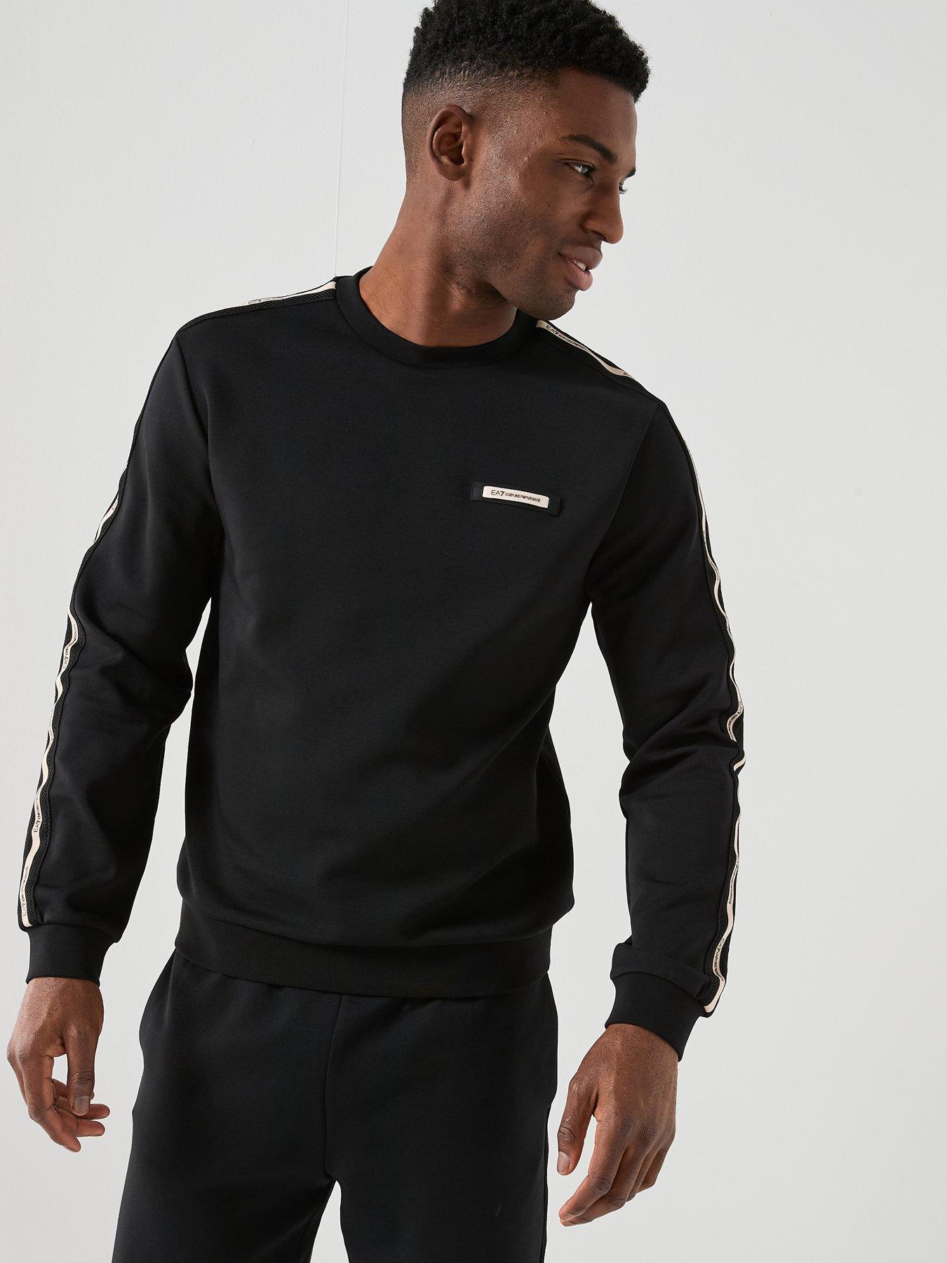 Image 6 of 6 of EA7 Emporio Armani Train Taped Sleeve Crew Neck Sweatshirt - Black