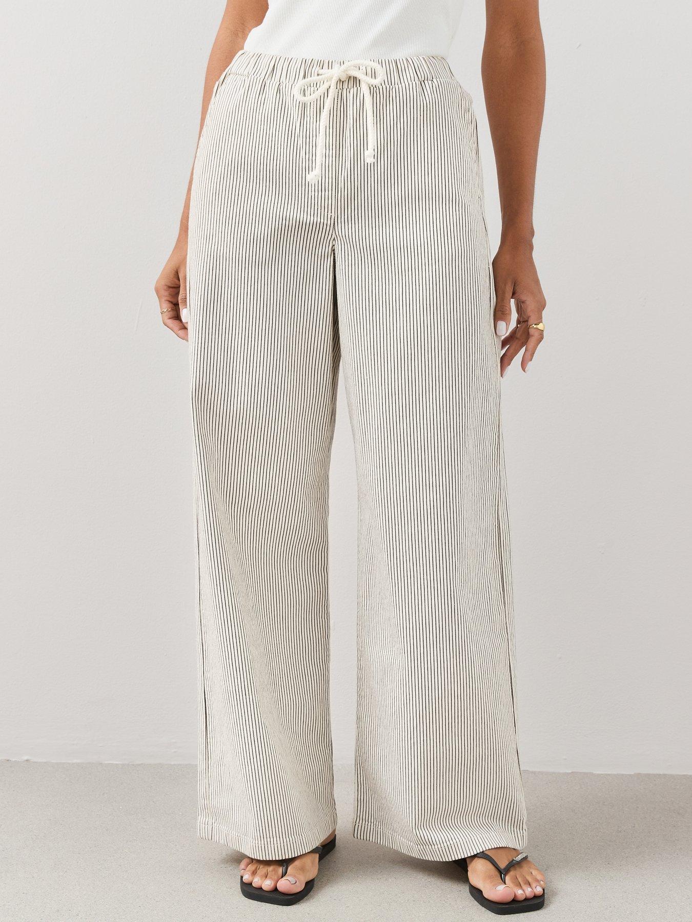 The Very Collection Stripe Denim Drawcord Jeans - Ecru