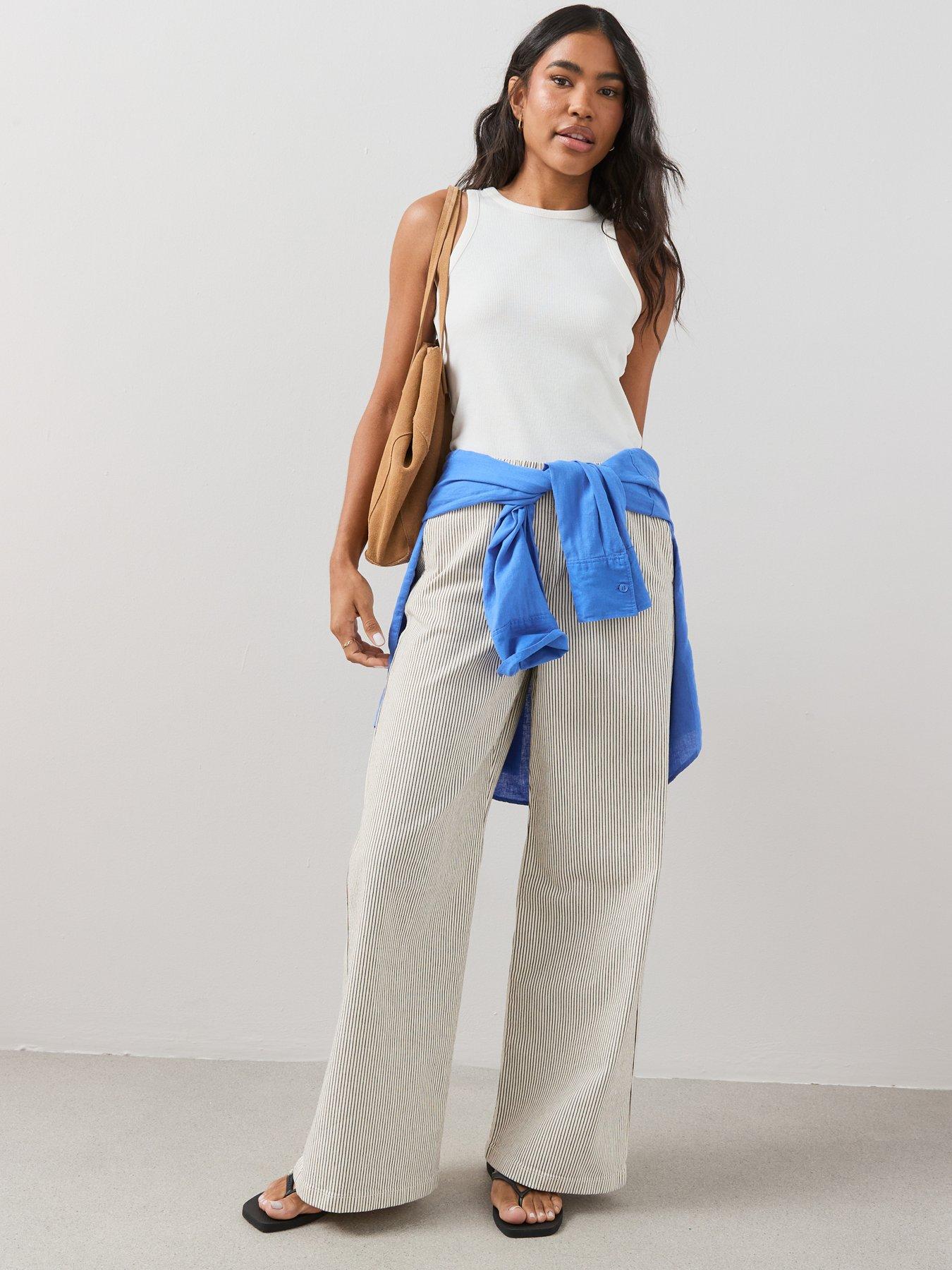 The Very Collection Stripe Denim Drawcord Co-Ord Jeans - Off White