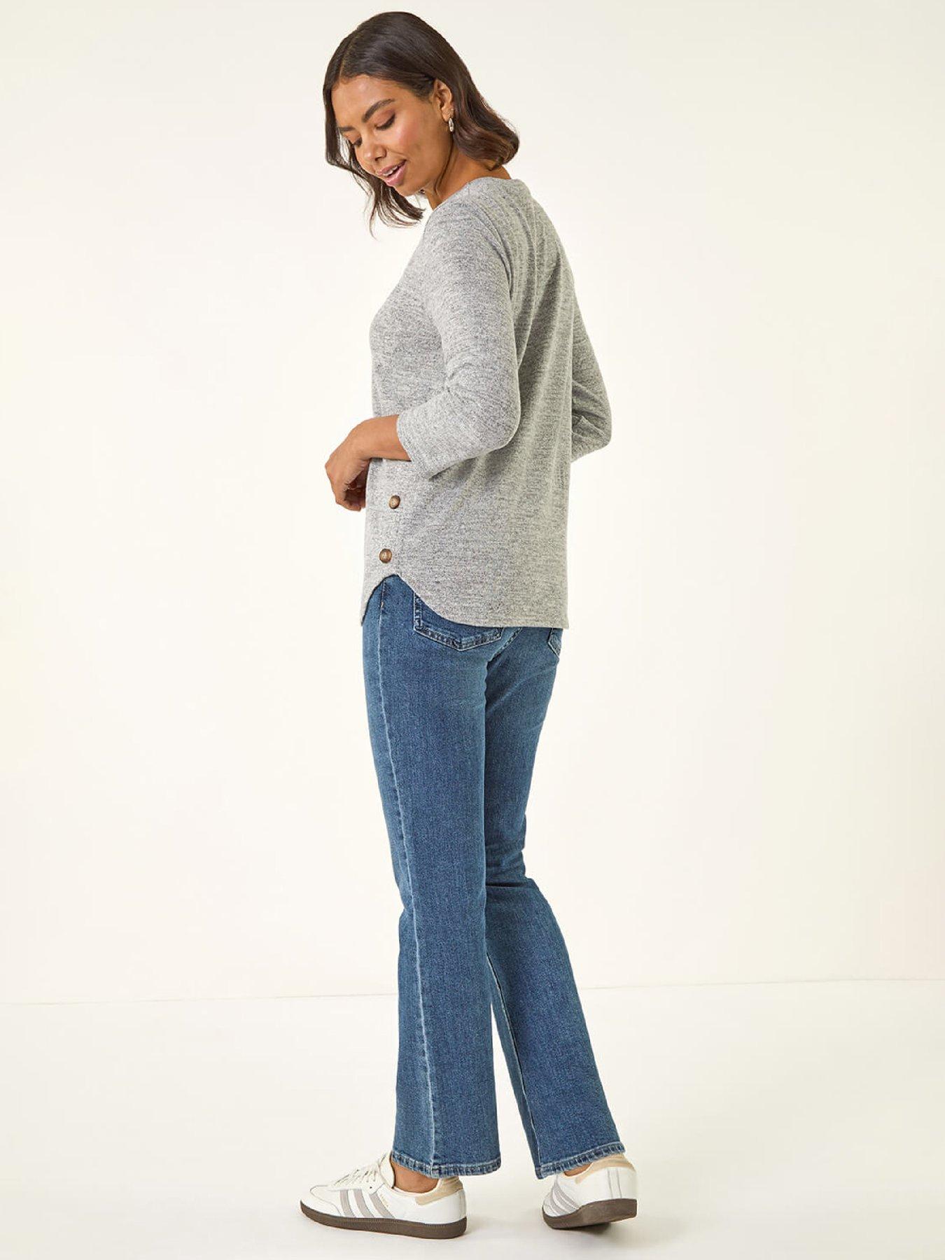Image 2 of 5 of Roman Curved Hem Stretch Top - Grey