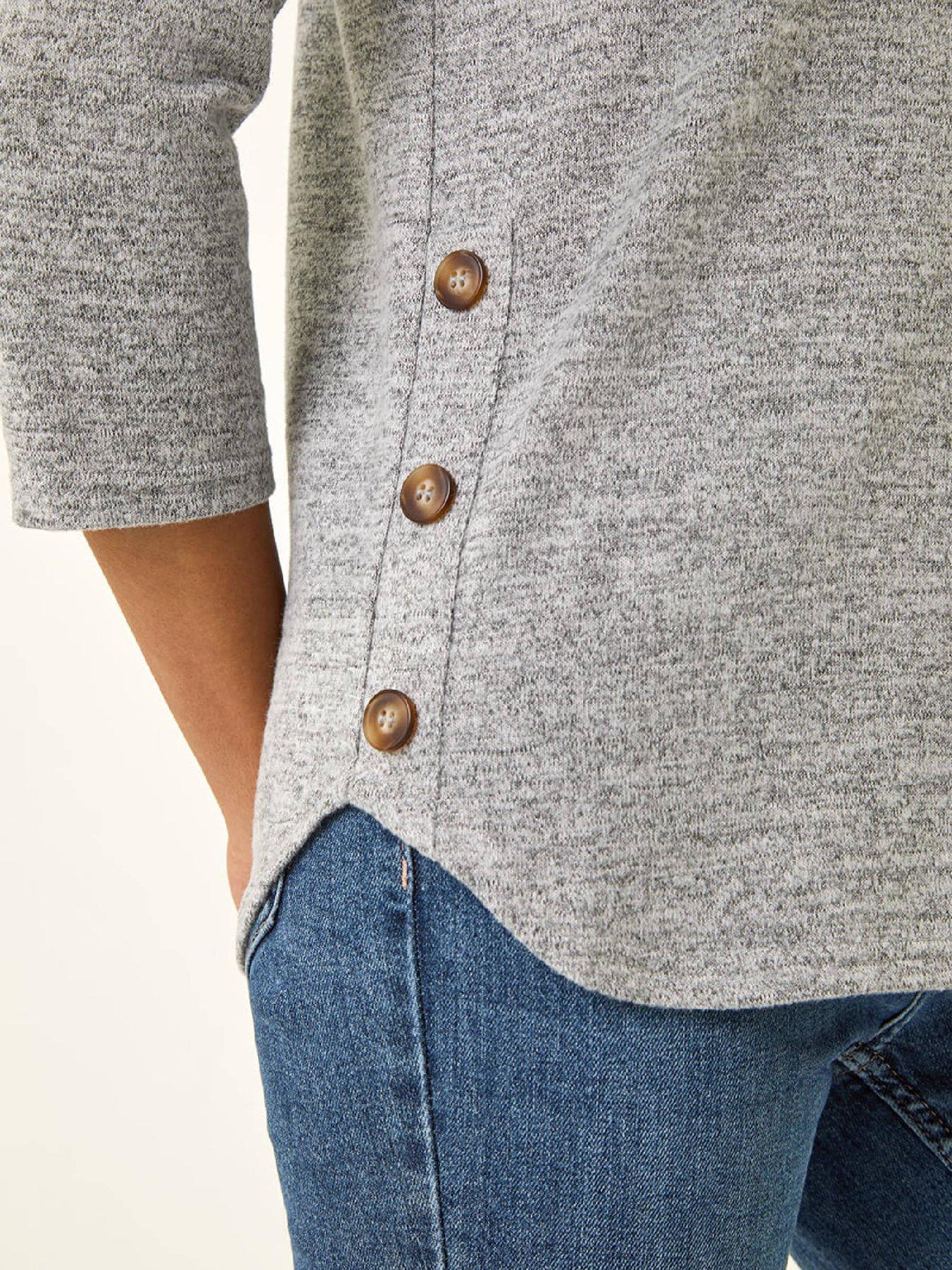 Image 5 of 5 of Roman Curved Hem Stretch Top - Grey
