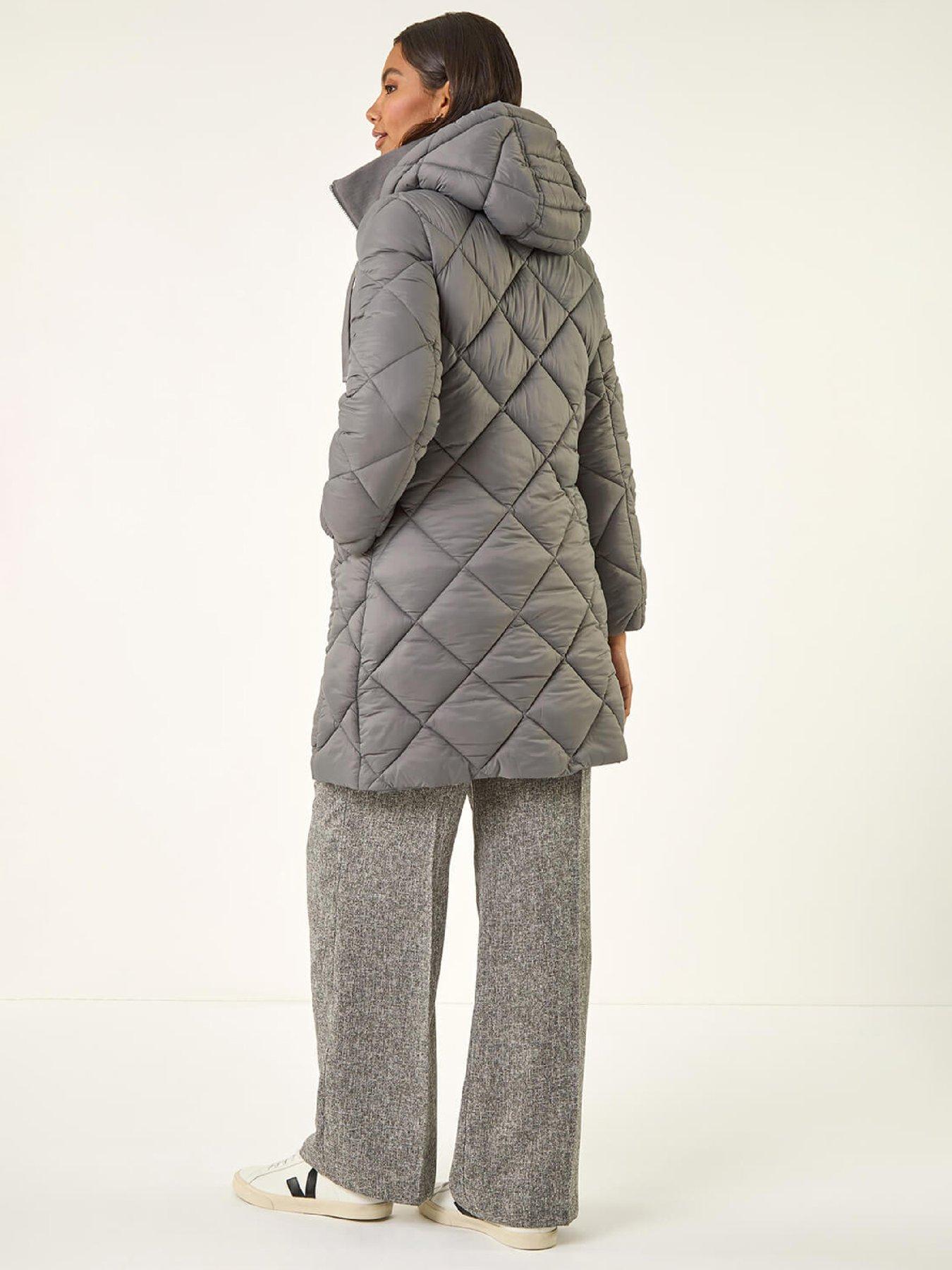 Image 2 of 5 of Roman Diamond Quilt Padded Coat - Grey