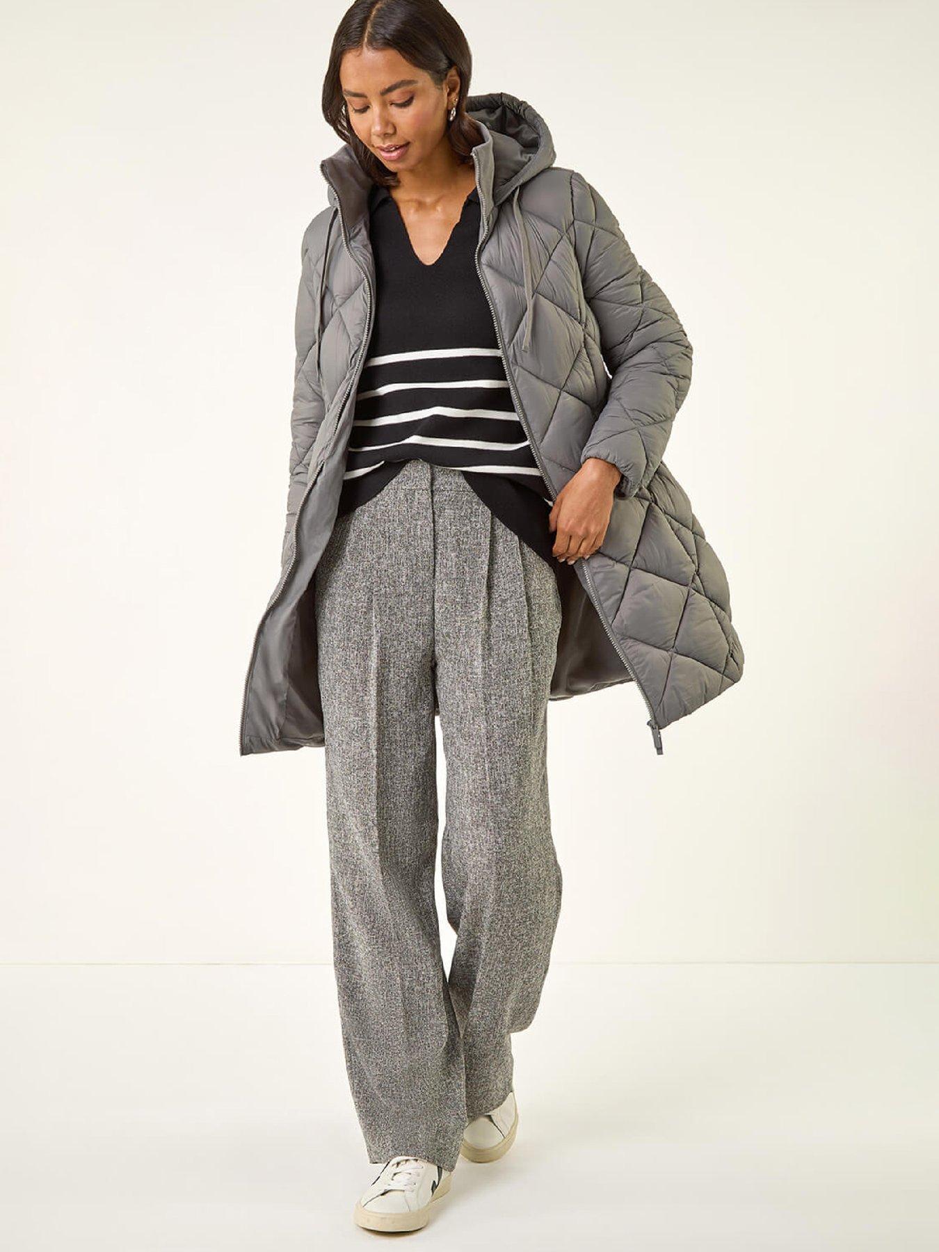 Image 3 of 5 of Roman Diamond Quilt Padded Coat - Grey