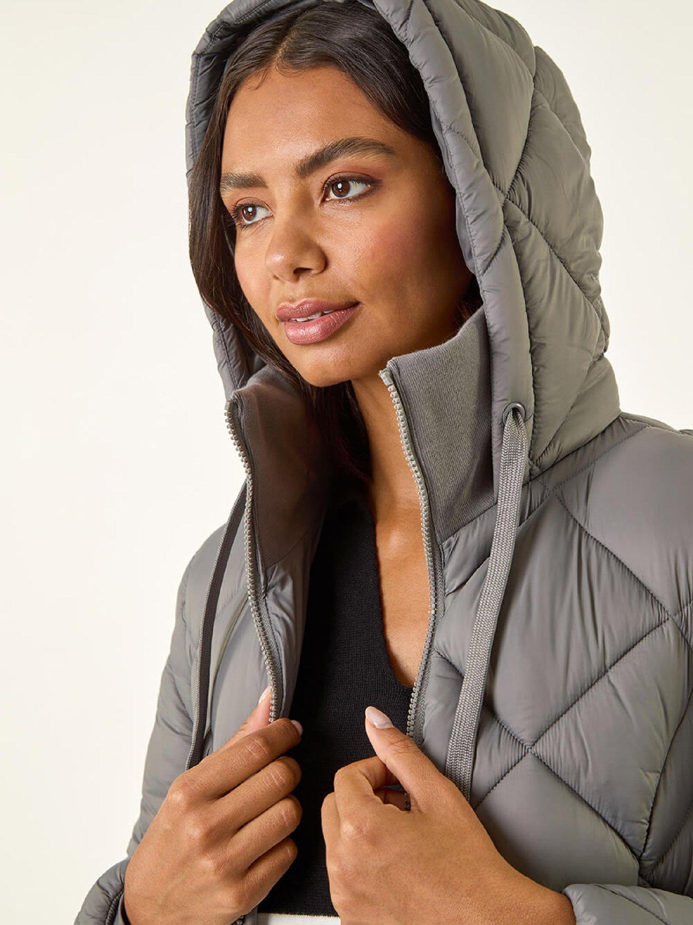 Image 5 of 5 of Roman Diamond Quilt Padded Coat - Grey
