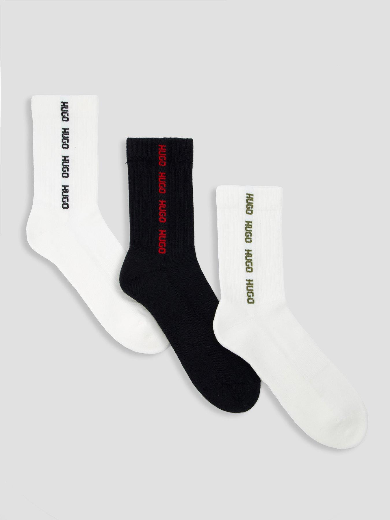 HUGO 3 Pack Side Tape Sports Crew Socks - Assorted