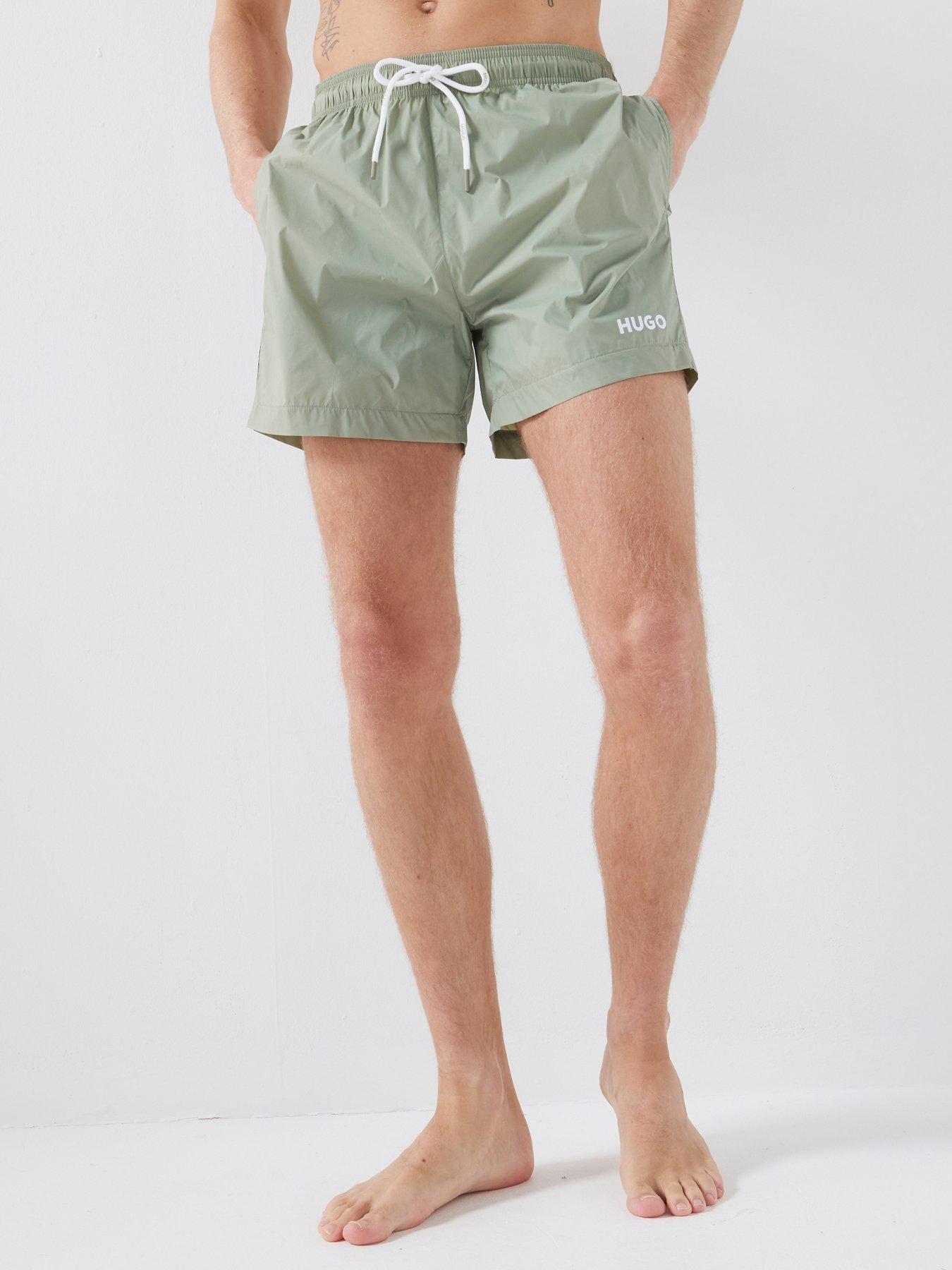 HUGO Haiti Small Logo Swim Shorts, Green, Size L, Men