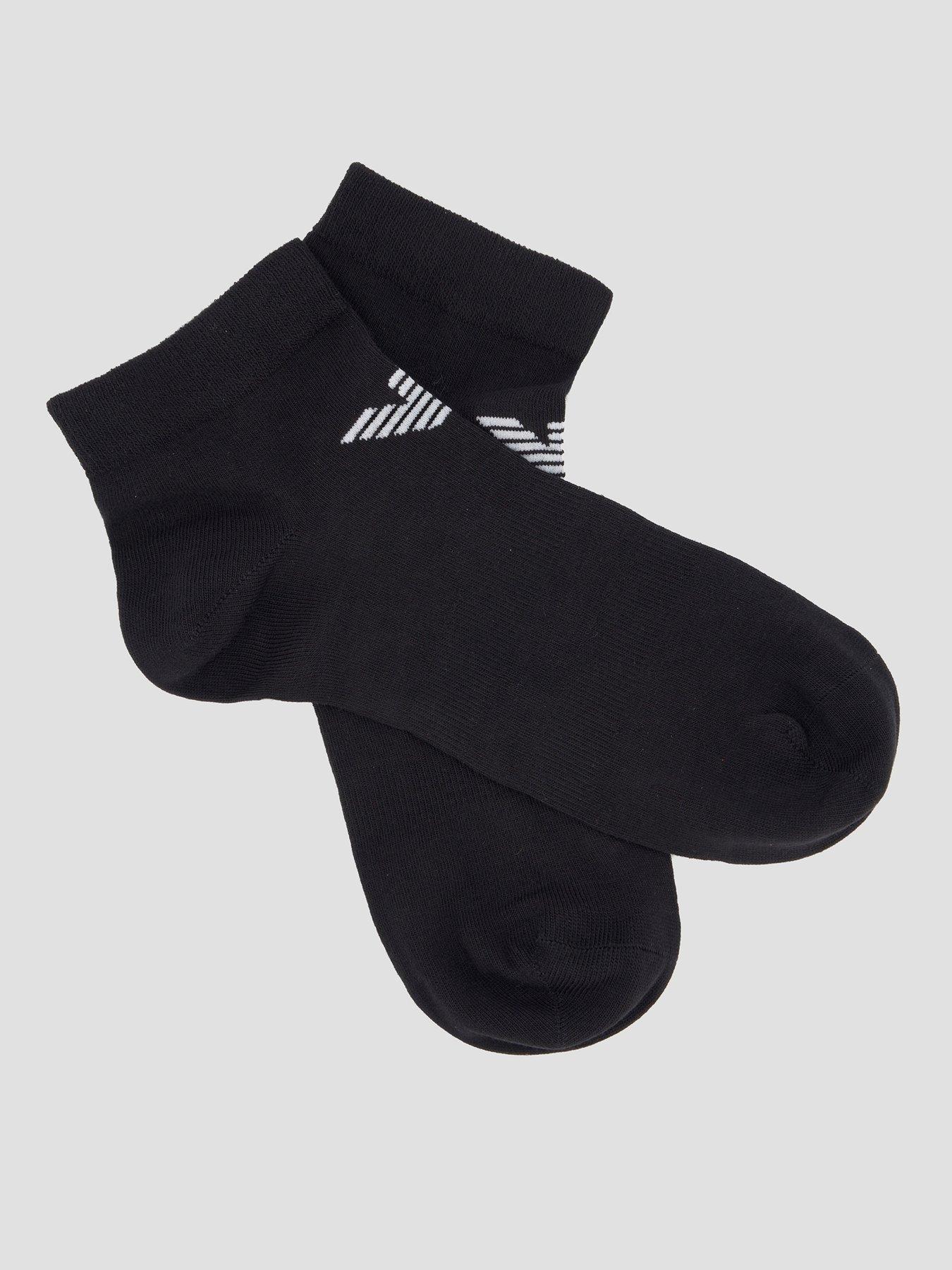 Image 2 of 3 of Emporio Armani Bodywear 3 Pack Eagle Trainer Liner Socks - Black