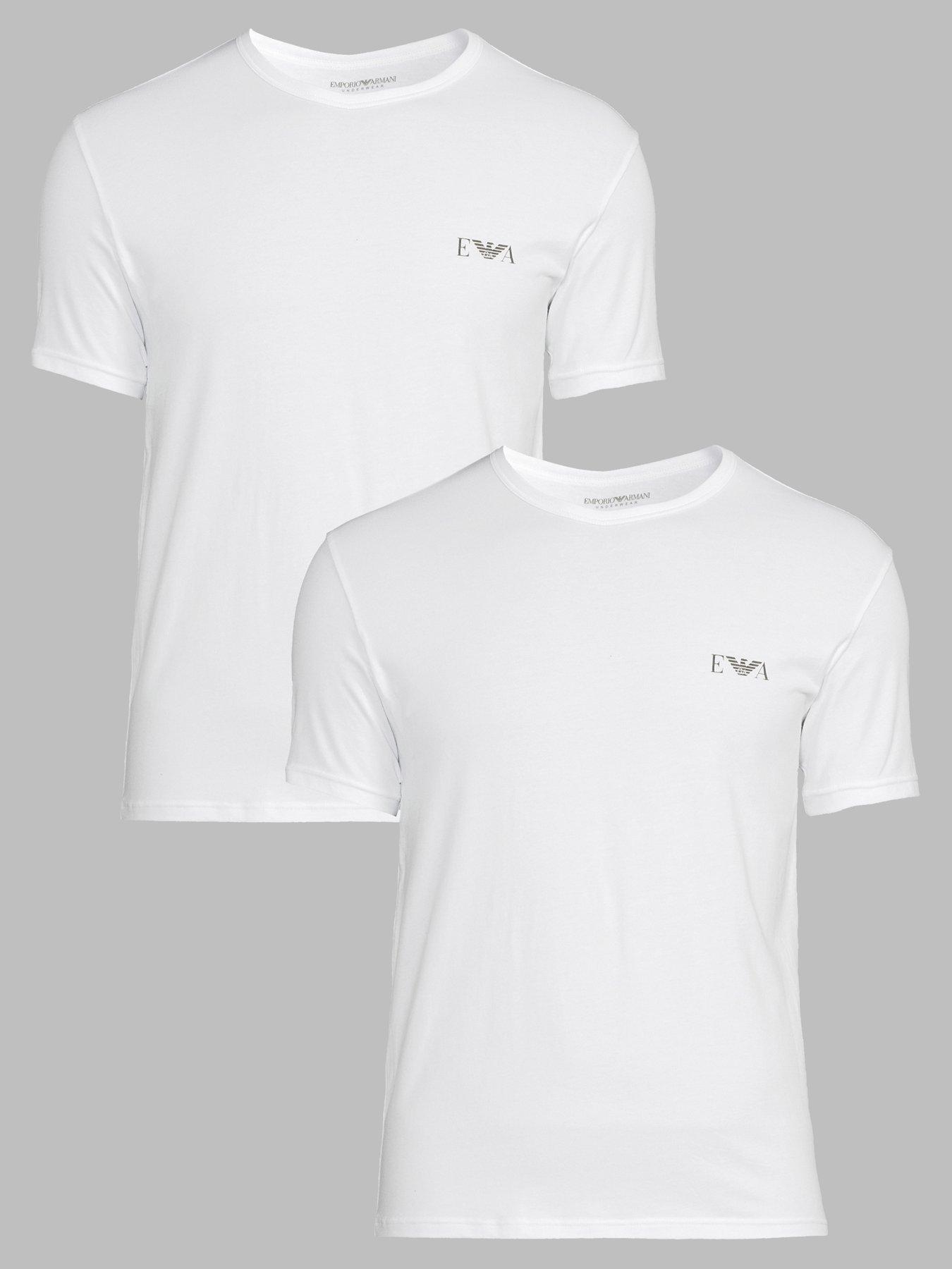 Emporio Armani Bodywear 2 Pack Eva Logo Stretch Cotton Crew Neck T-Shirts - White