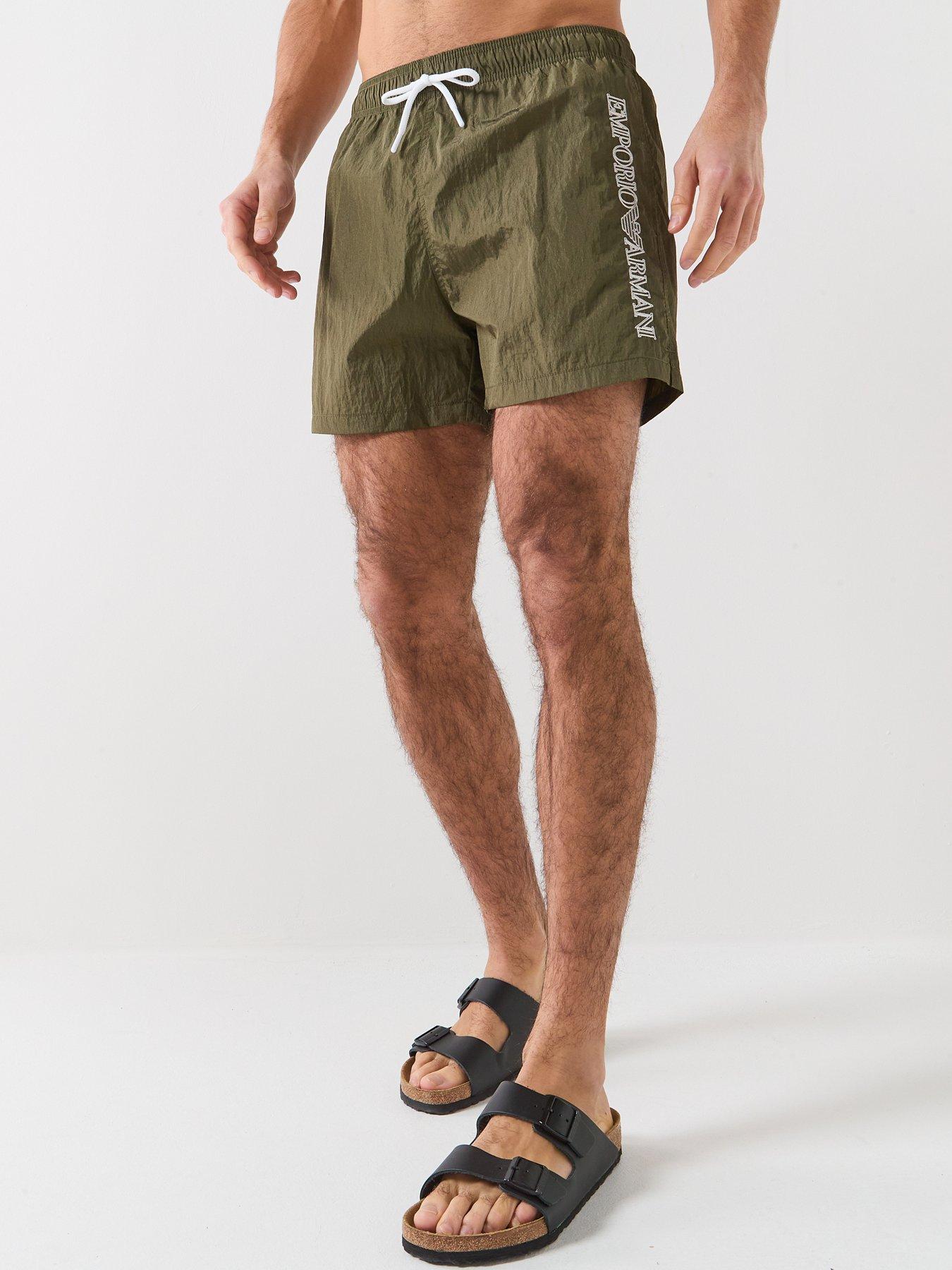 Emporio Armani Bodywear Embroidered Logo Swimshort, Khaki, Size 2Xl, Men