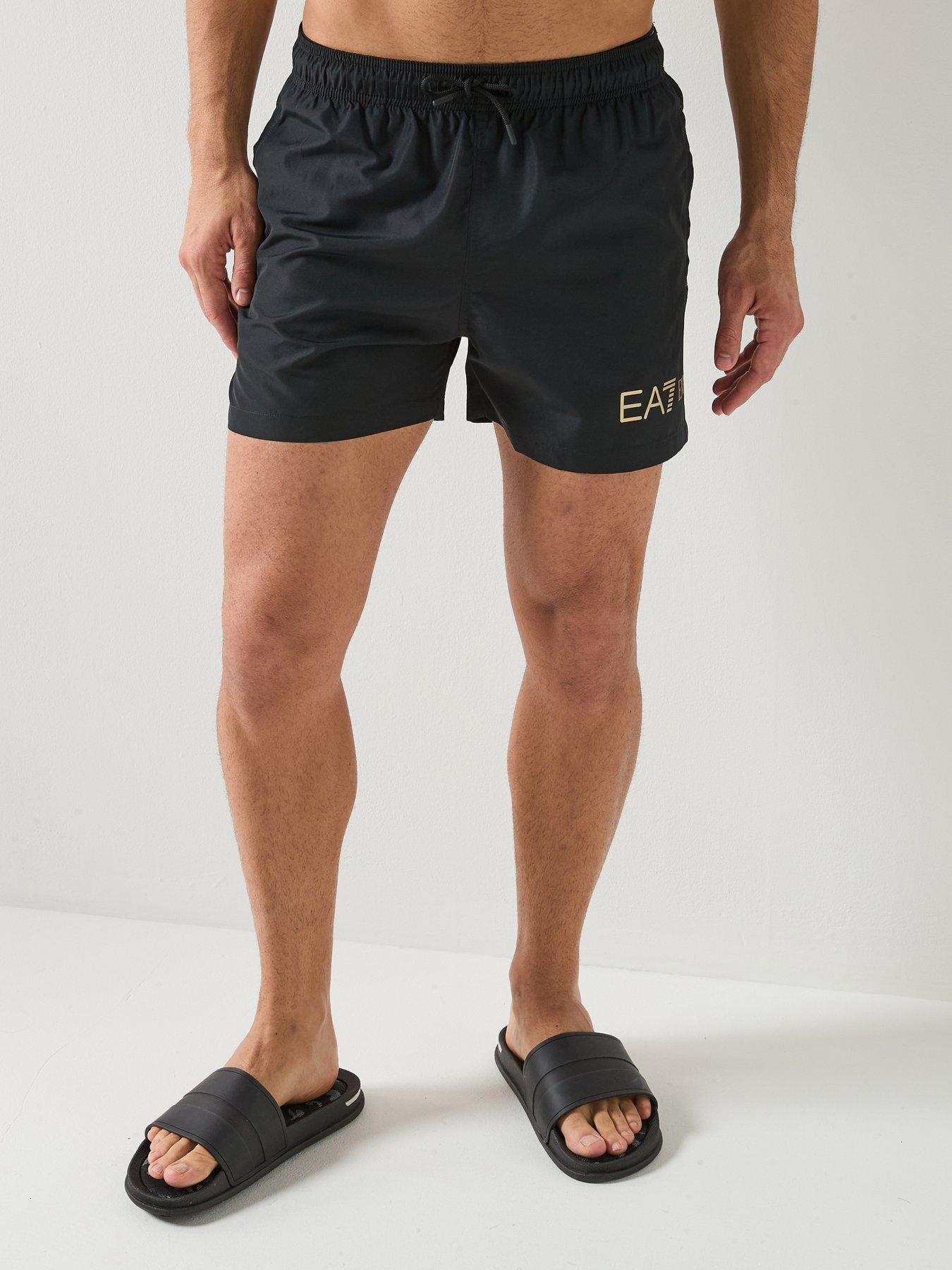 EA7 Emporio Armani Extended Logo Swimshorts, Black, Size S, Men