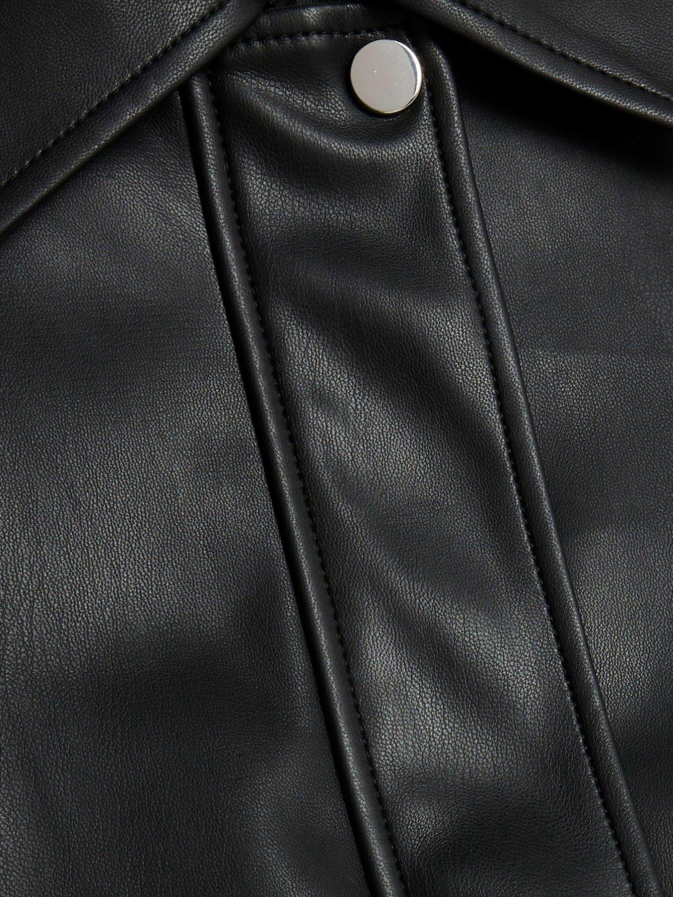 Image 5 of 6 of River Island Pu Cf Placket Bomber - Black