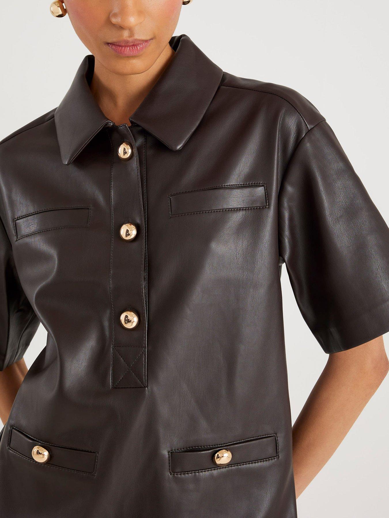 pocket detail shirt dress River Island Pocket Detail T-Shirt Dress - Brown