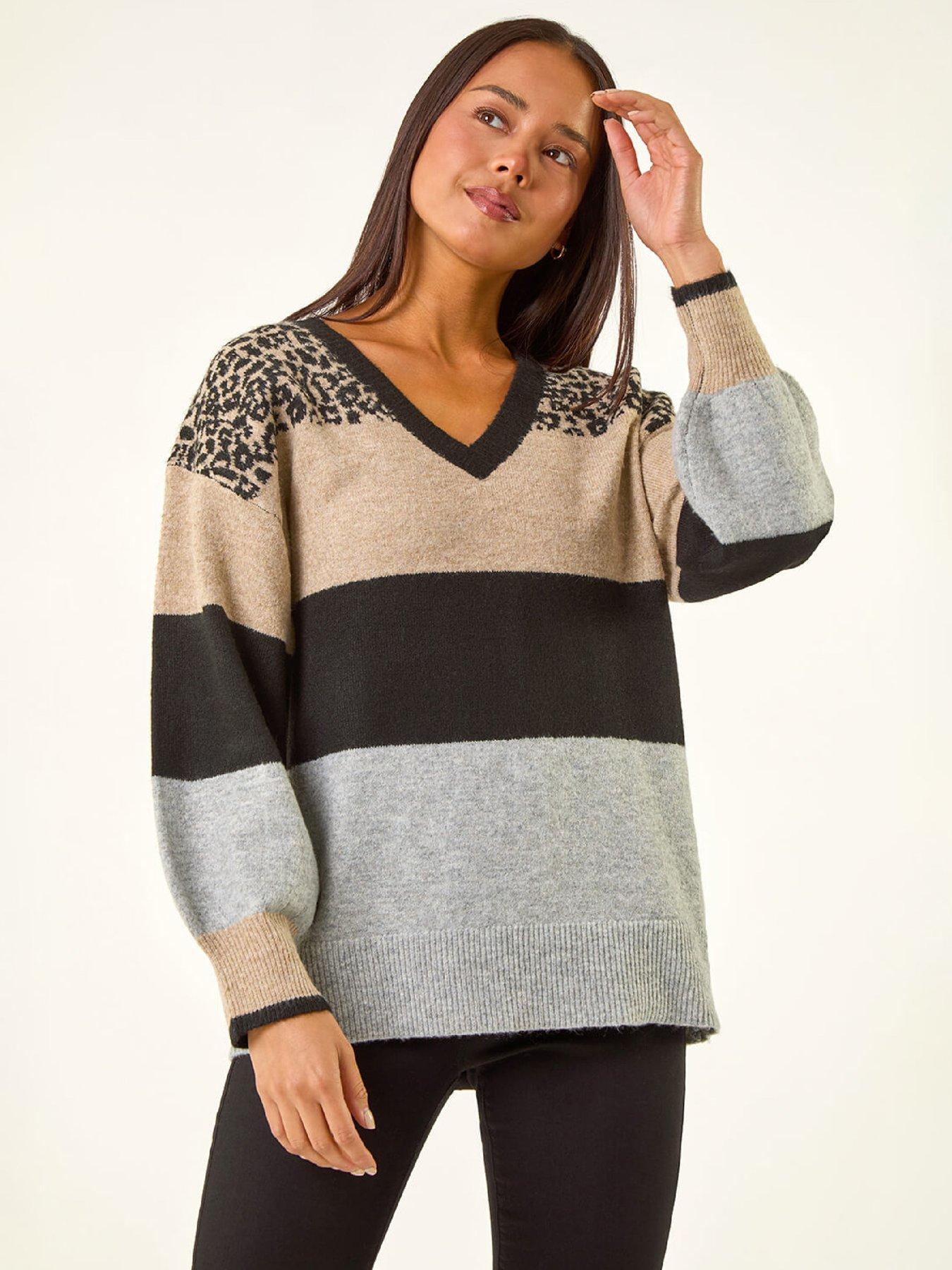 Roman Petite Animal Block V-neck Jumper