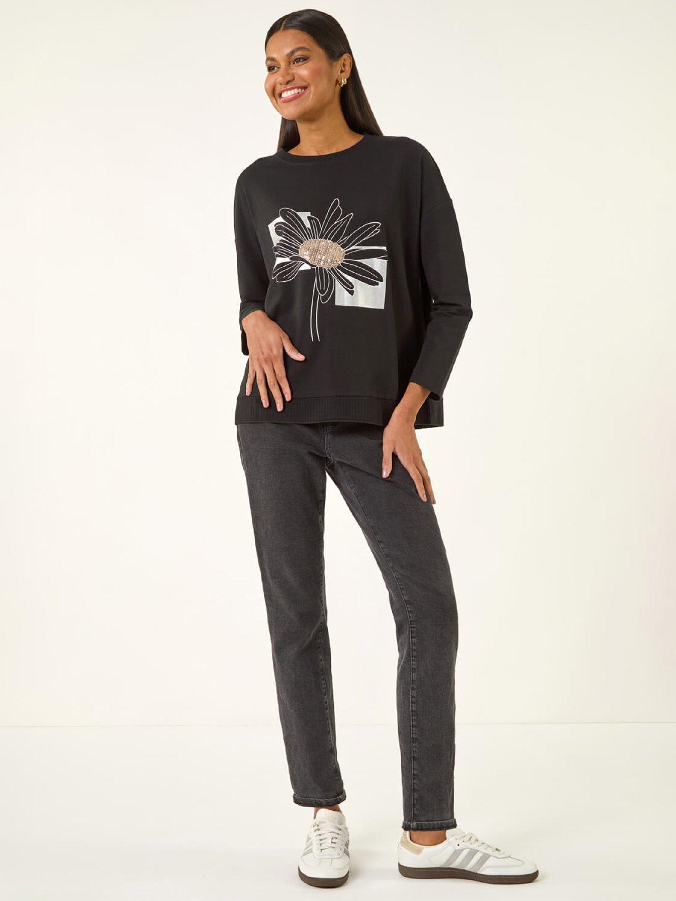 Image 3 of 5 of Roman Floral Print Stretch Top