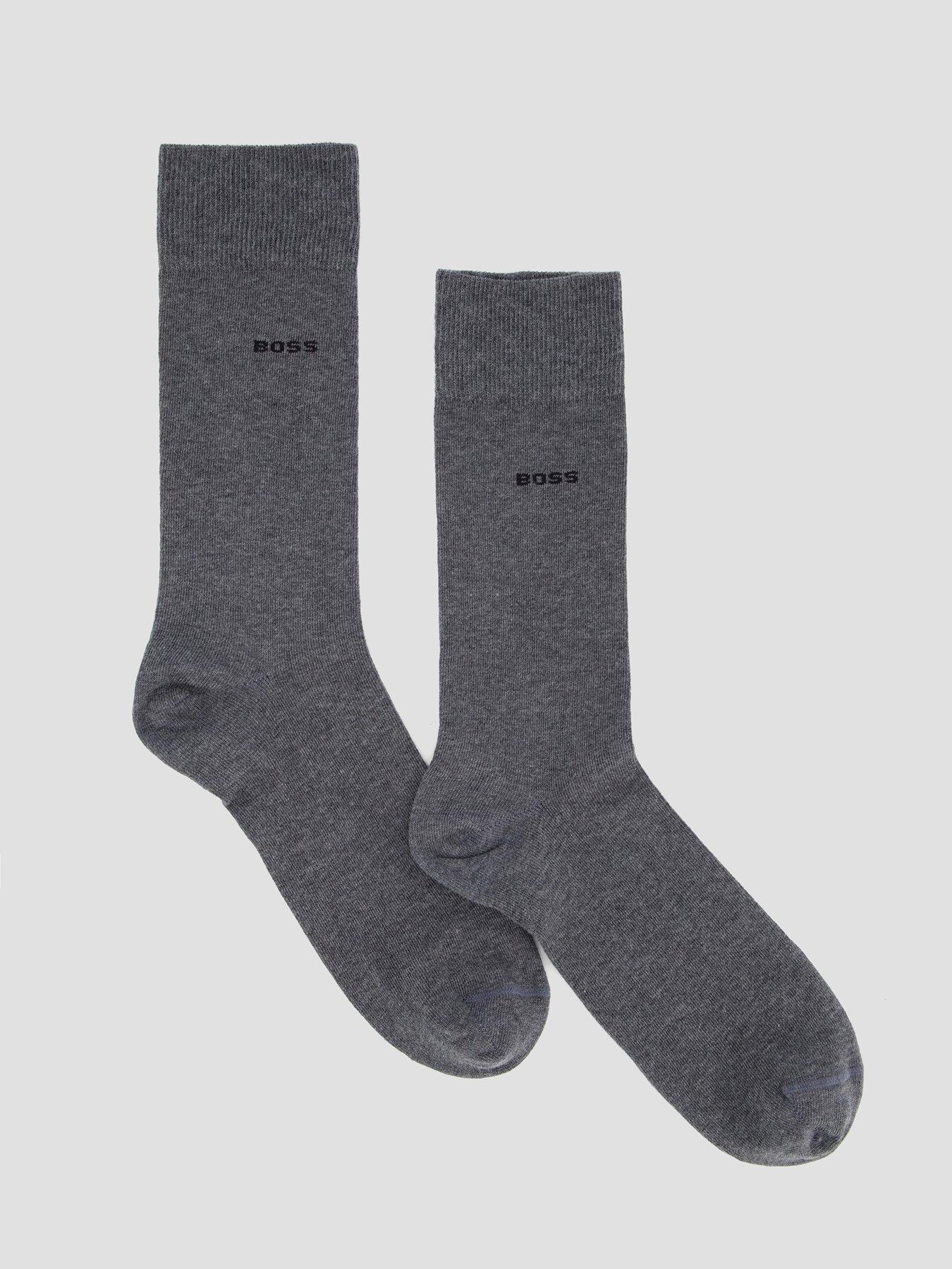Image 1 of 3 of BOSS 2 Pack Small Logo Cotton Crew Socks - Grey