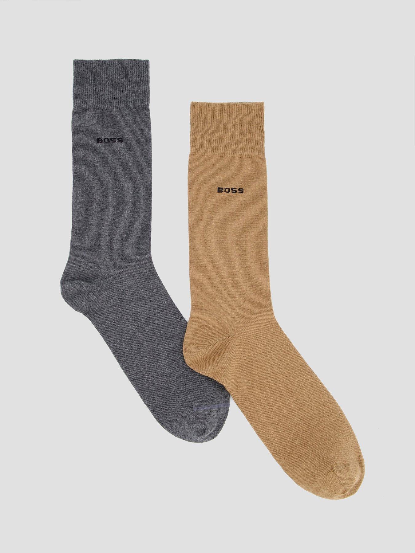 BOSS 2 Pack Small Logo Cotton Crew Socks, Assorted, Size 39-42, Men
