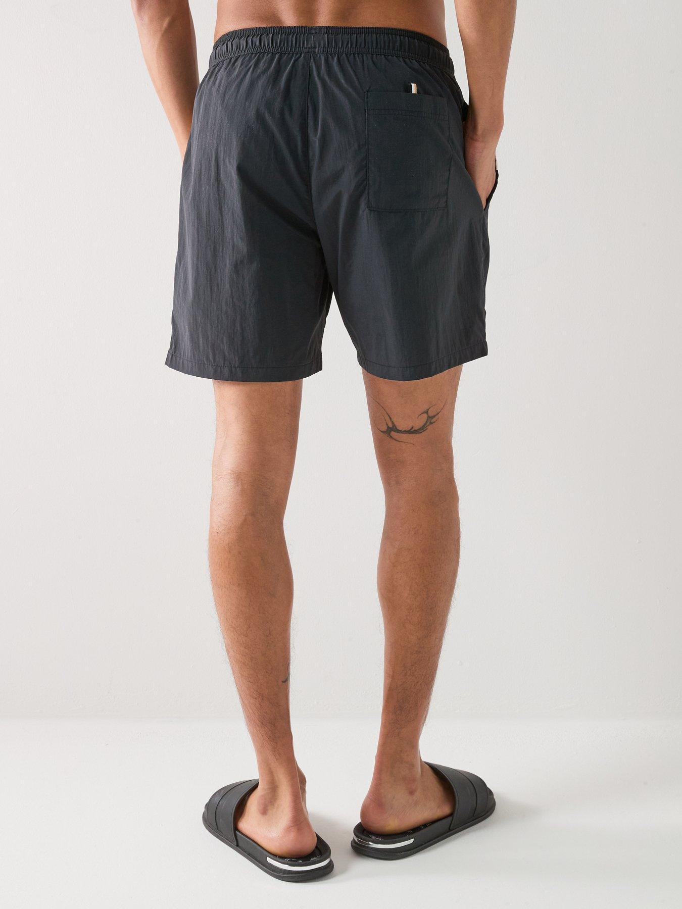 Image 2 of 6 of BOSS Louis Large Global Stripe Swim Shorts - Black