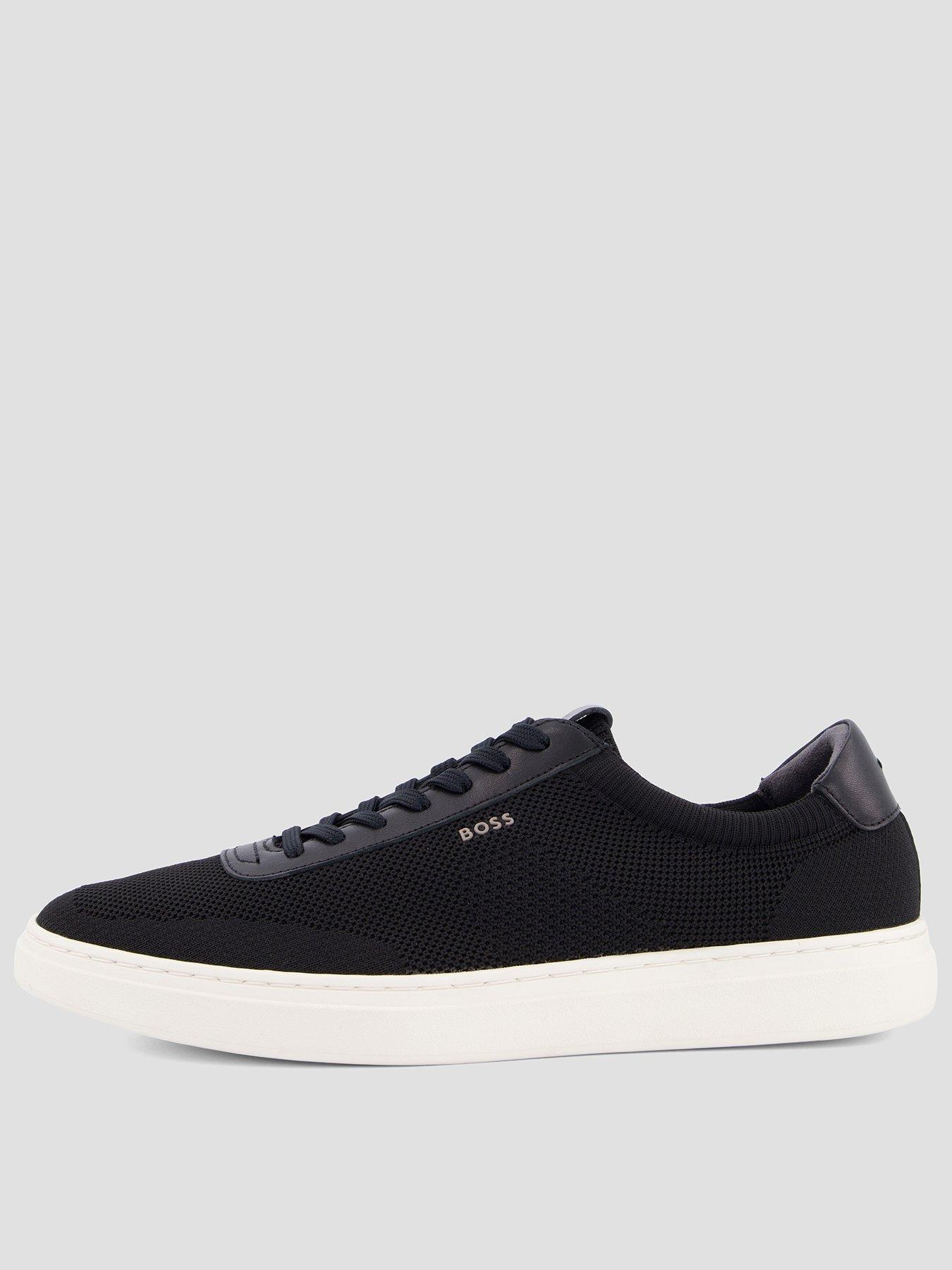 BOSS Kieran Tenn Knitted Cupsole Trainers, Black, Size 11, Men