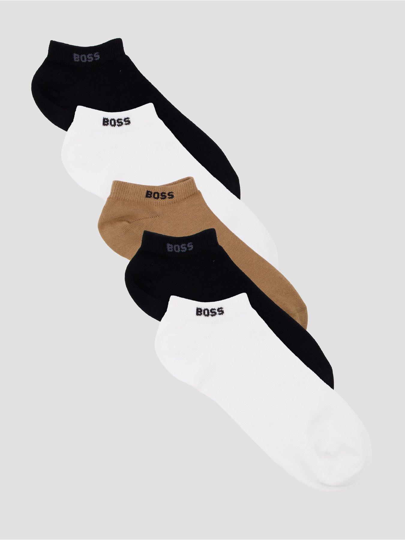 BOSS 5 Pack Short Cotton Crew Socks - White