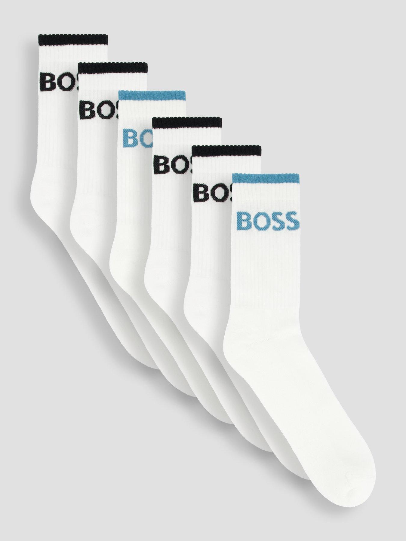 BOSS 6 Pack Crew Sports Socks - White