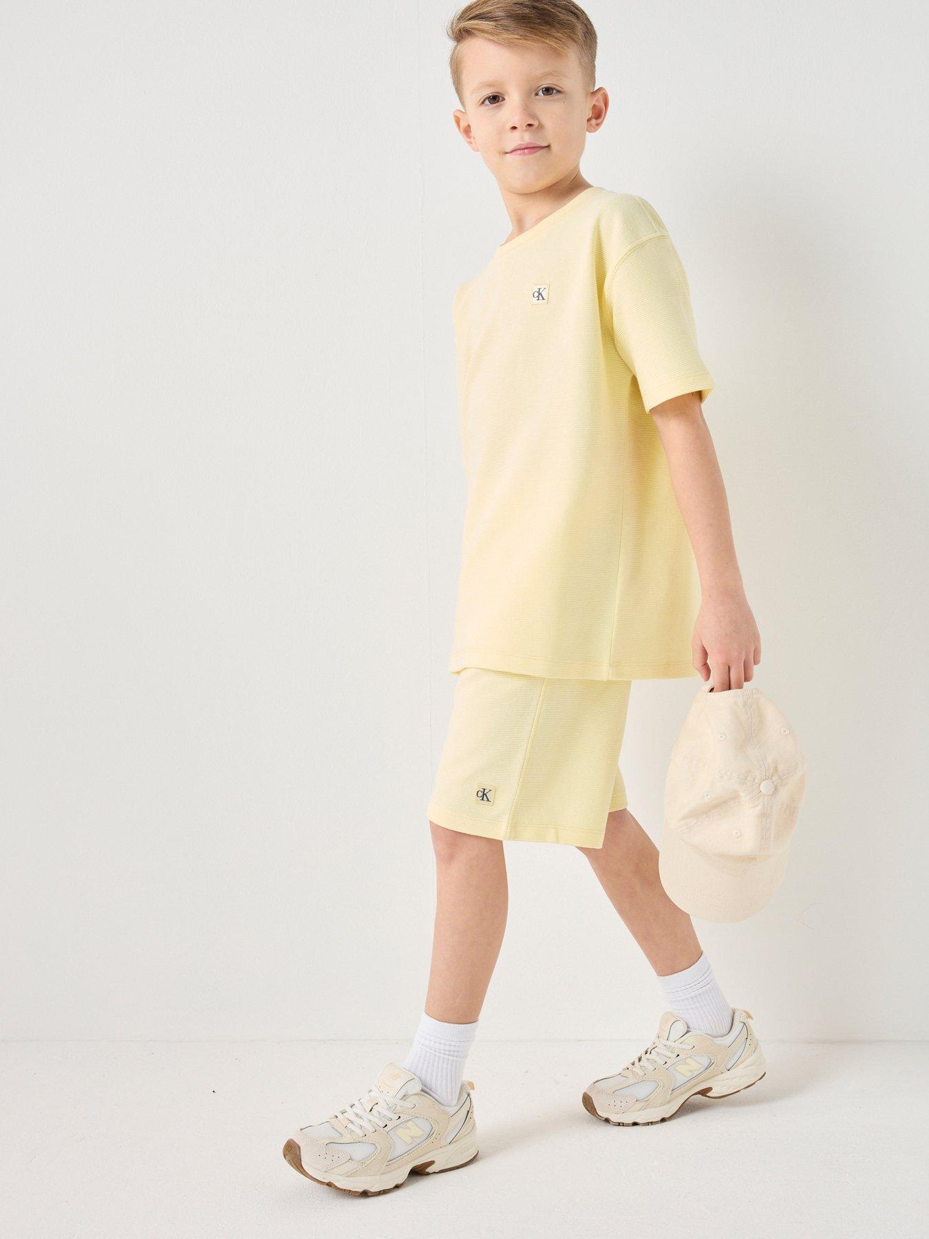 Calvin Klein Jeans Boys Ottoman Short Sleeve T-Shirt And Short Set - Yellow