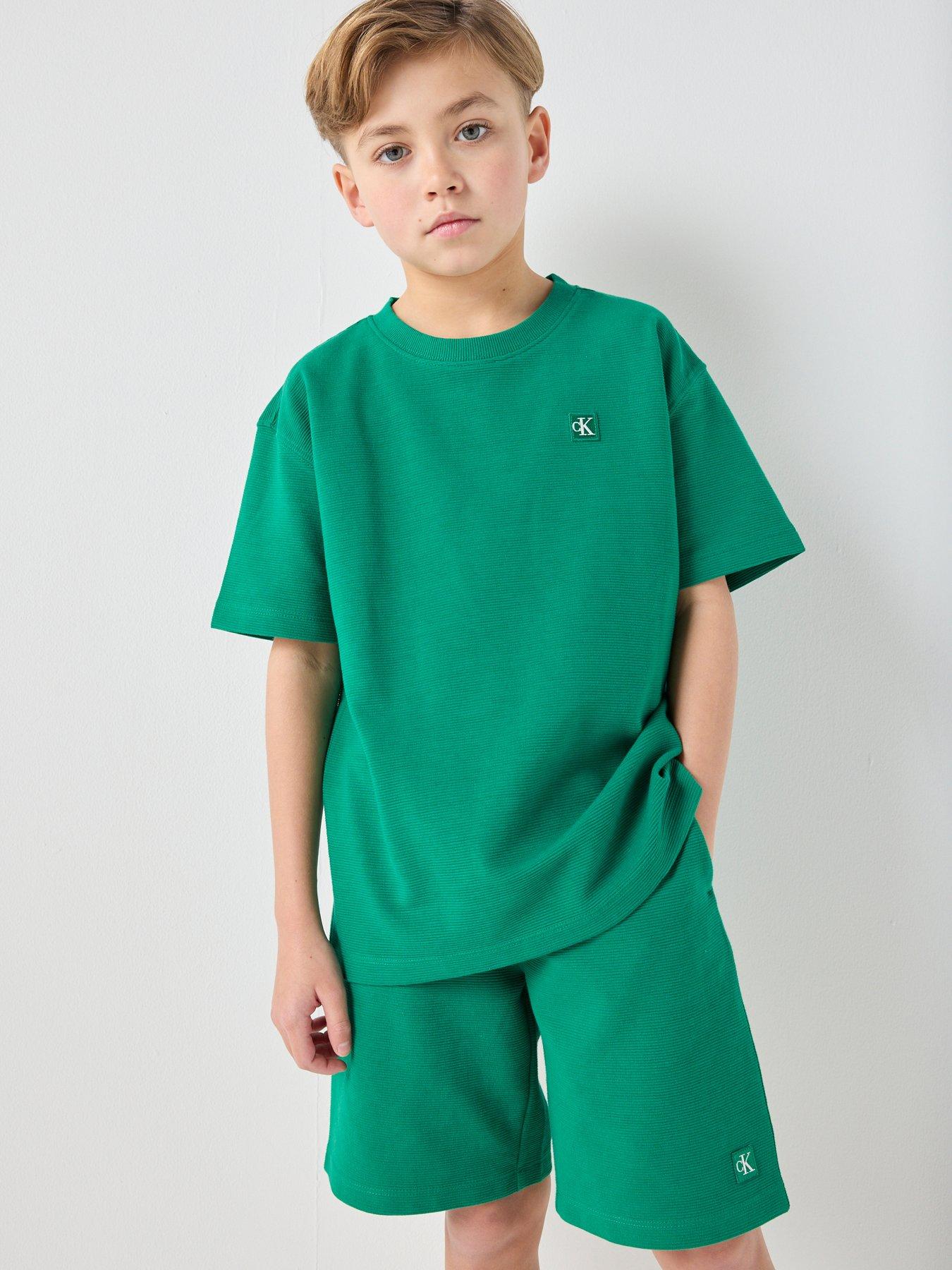 Calvin Klein Jeans Boys Ottoman Short Sleeve T-Shirt And Short Set - Green