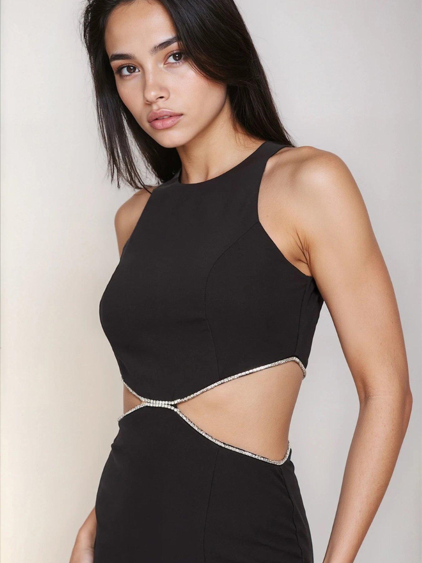 white christmas dresses Evie Diamante Black Maxi Bandage Dress – Guilty Fashion Boutique main image 1