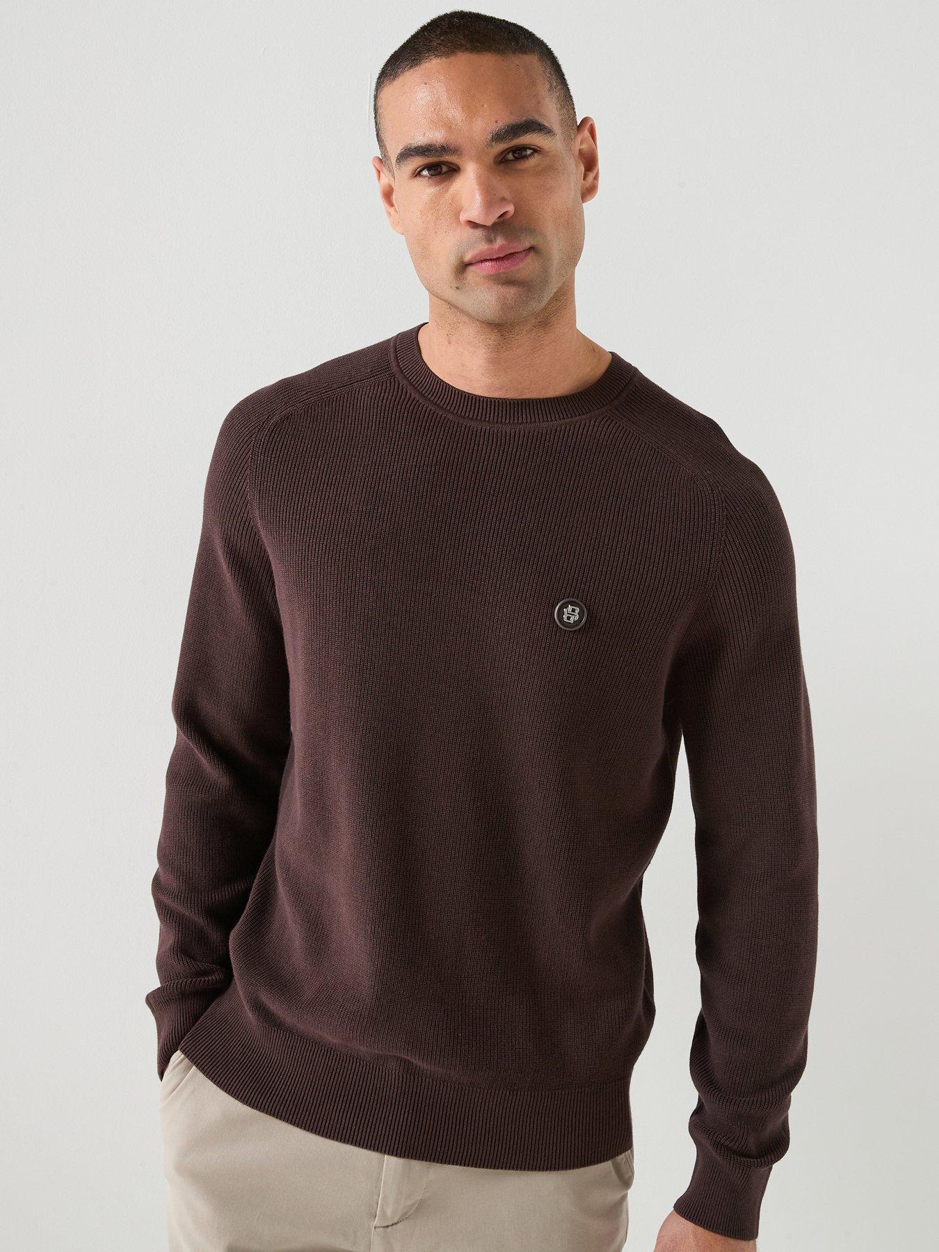 BOSS C-Ullian Regular Fit Nickel Logo Knitted Jumper - Brown