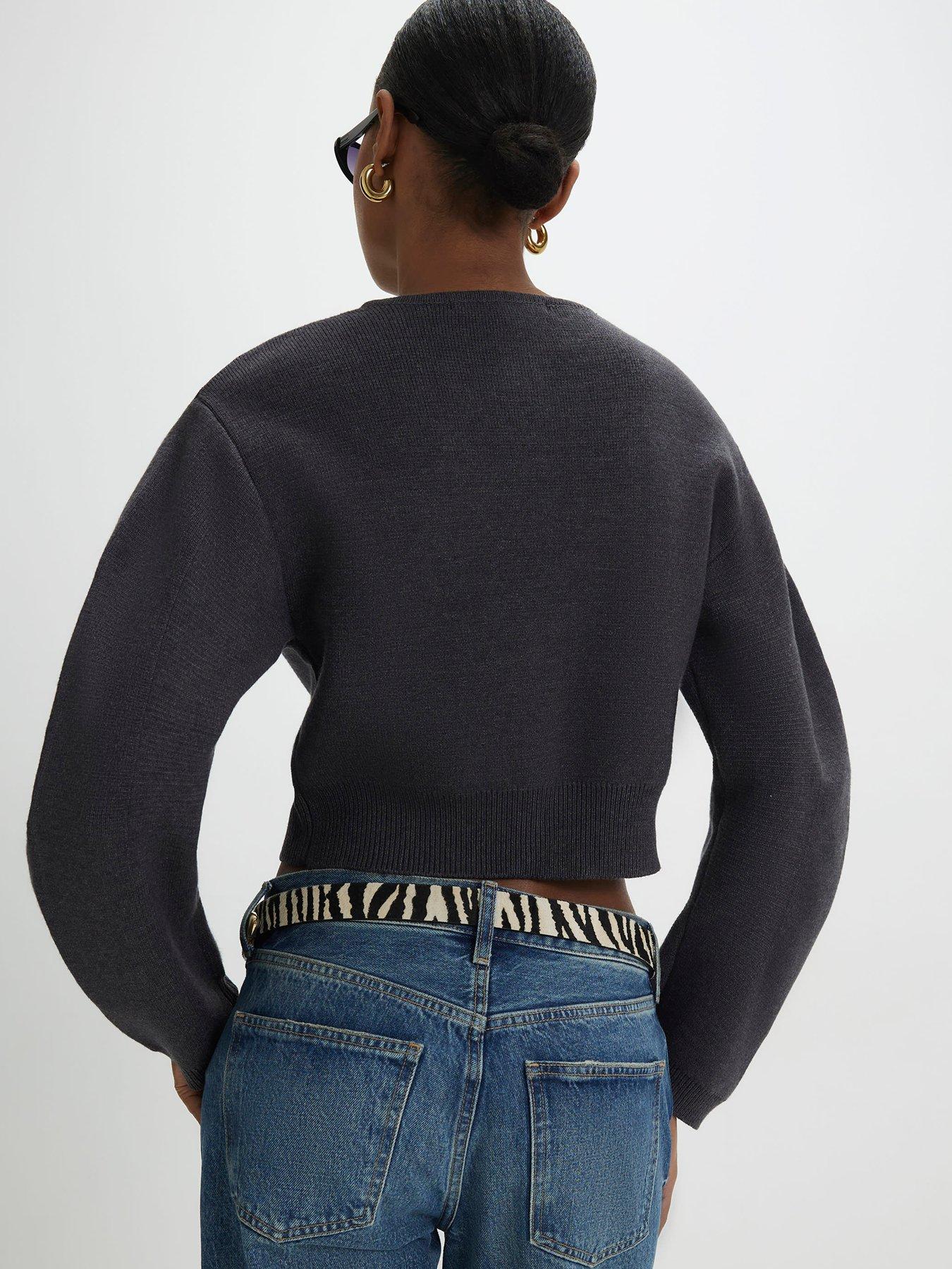 Image 2 of 4 of River Island Structured Sleeve Cardigan - Grey