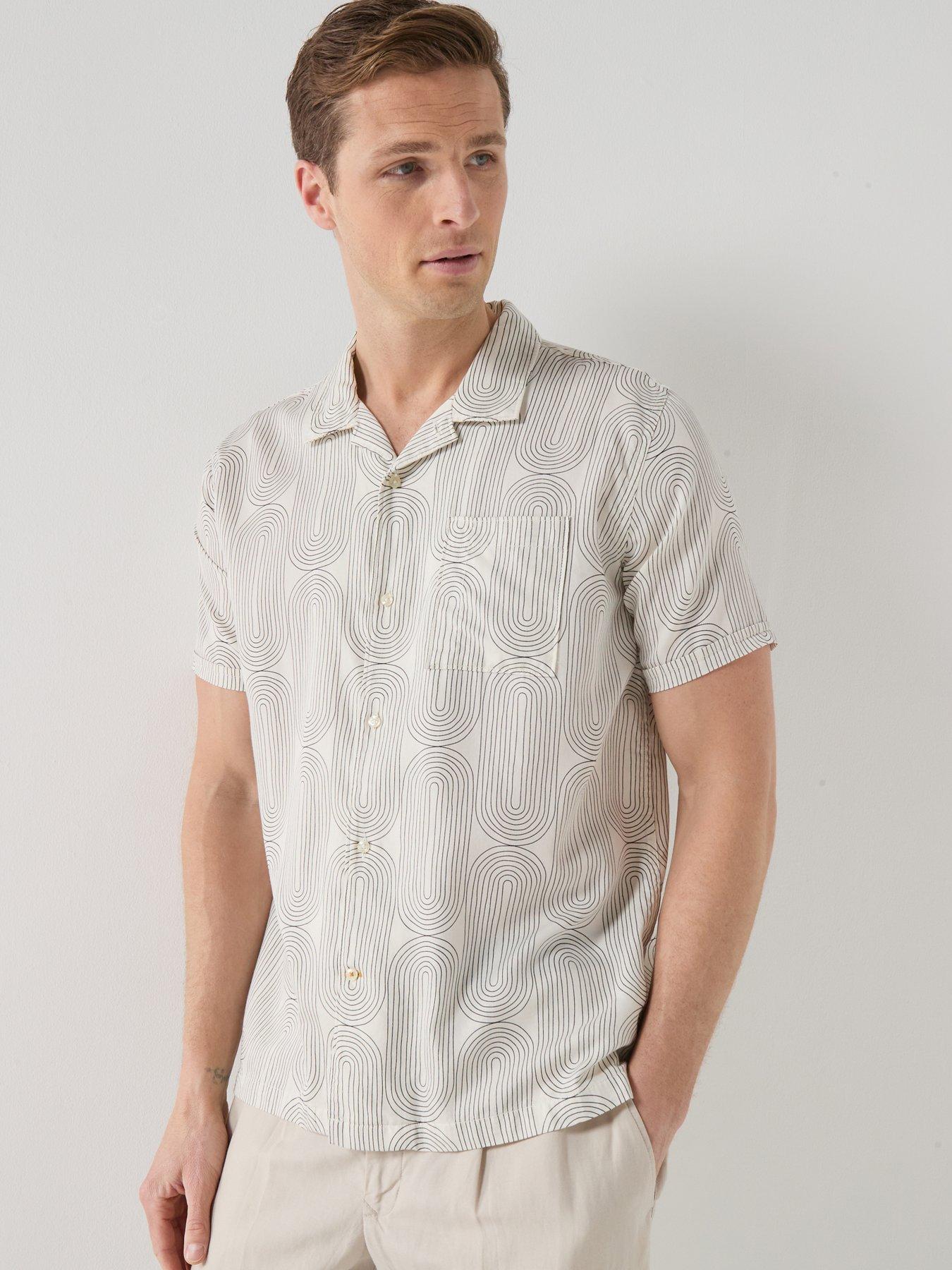 Barbour Newmill Swirl Printed Relaxed Fit Short Sleeve Shirt - Off White